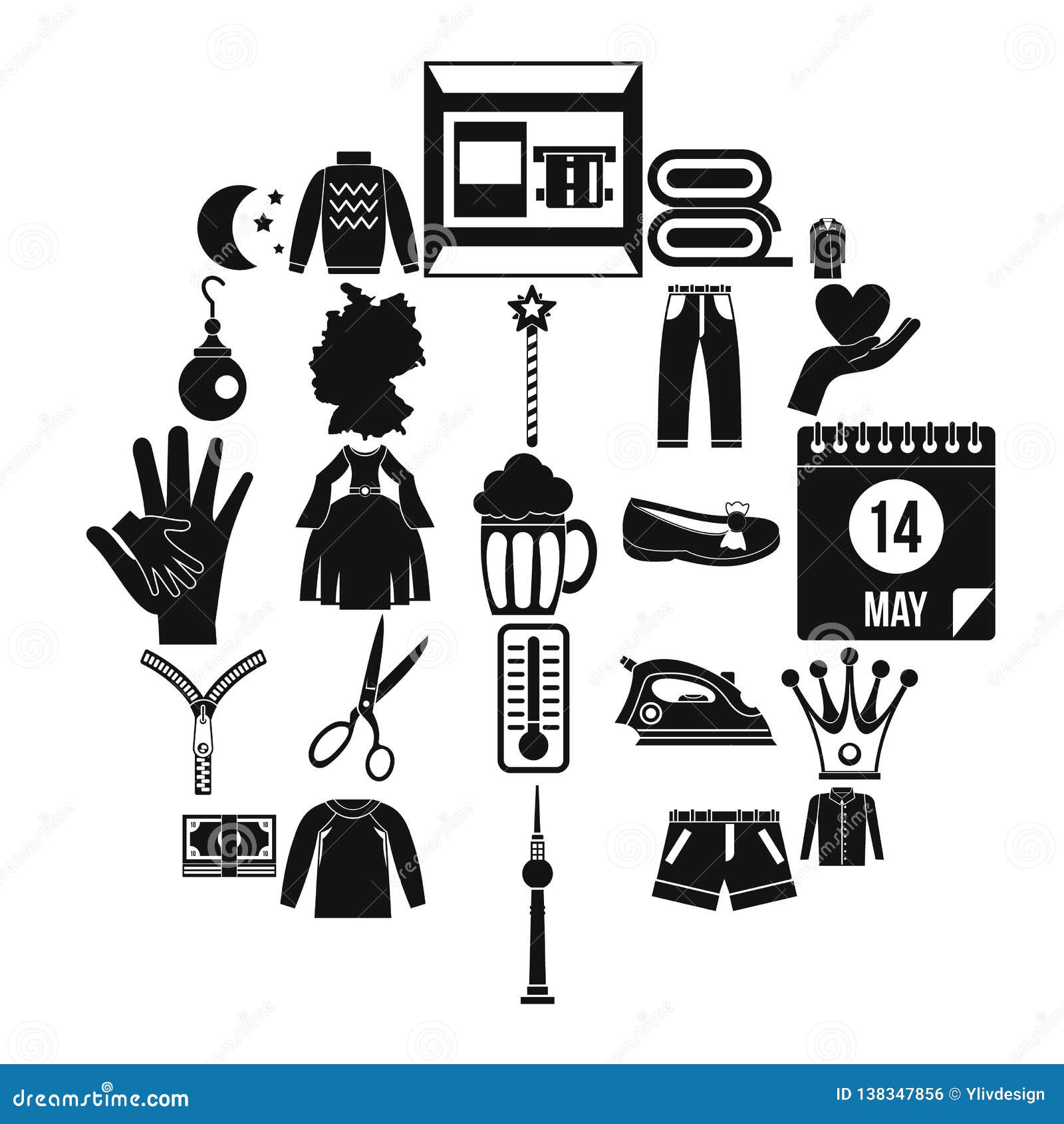 Apparel Icons Set, Simple Style Stock Vector Illustration of luggage