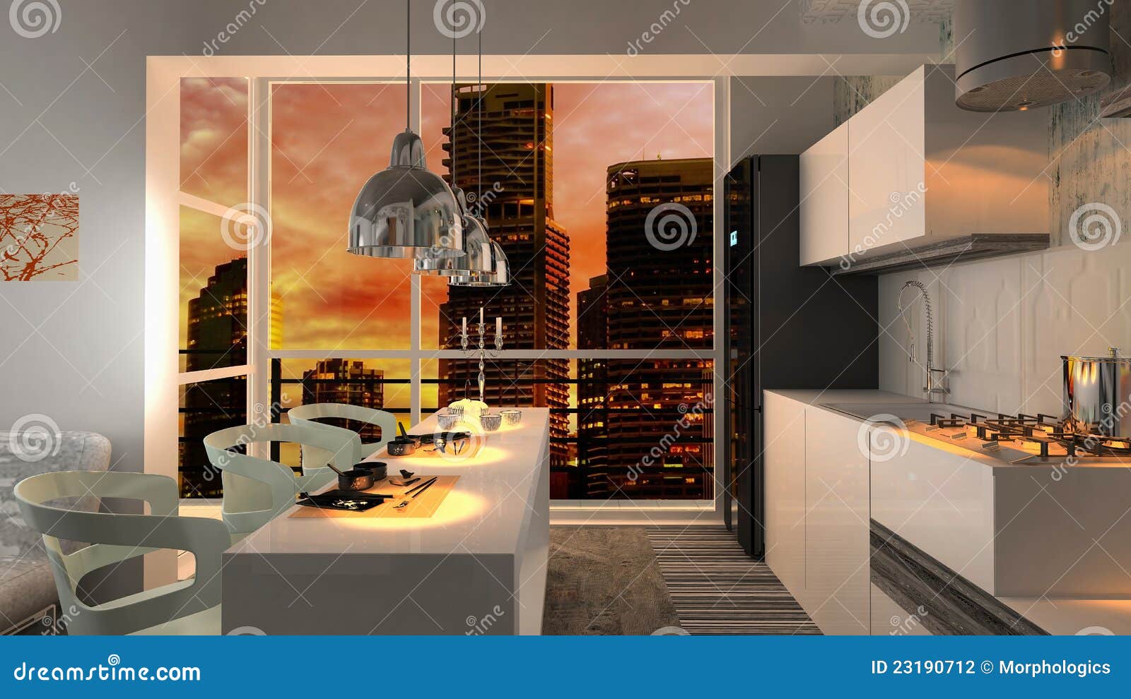 Appartement intérieur moderne. Un rendu intérieur moderne d'appartement