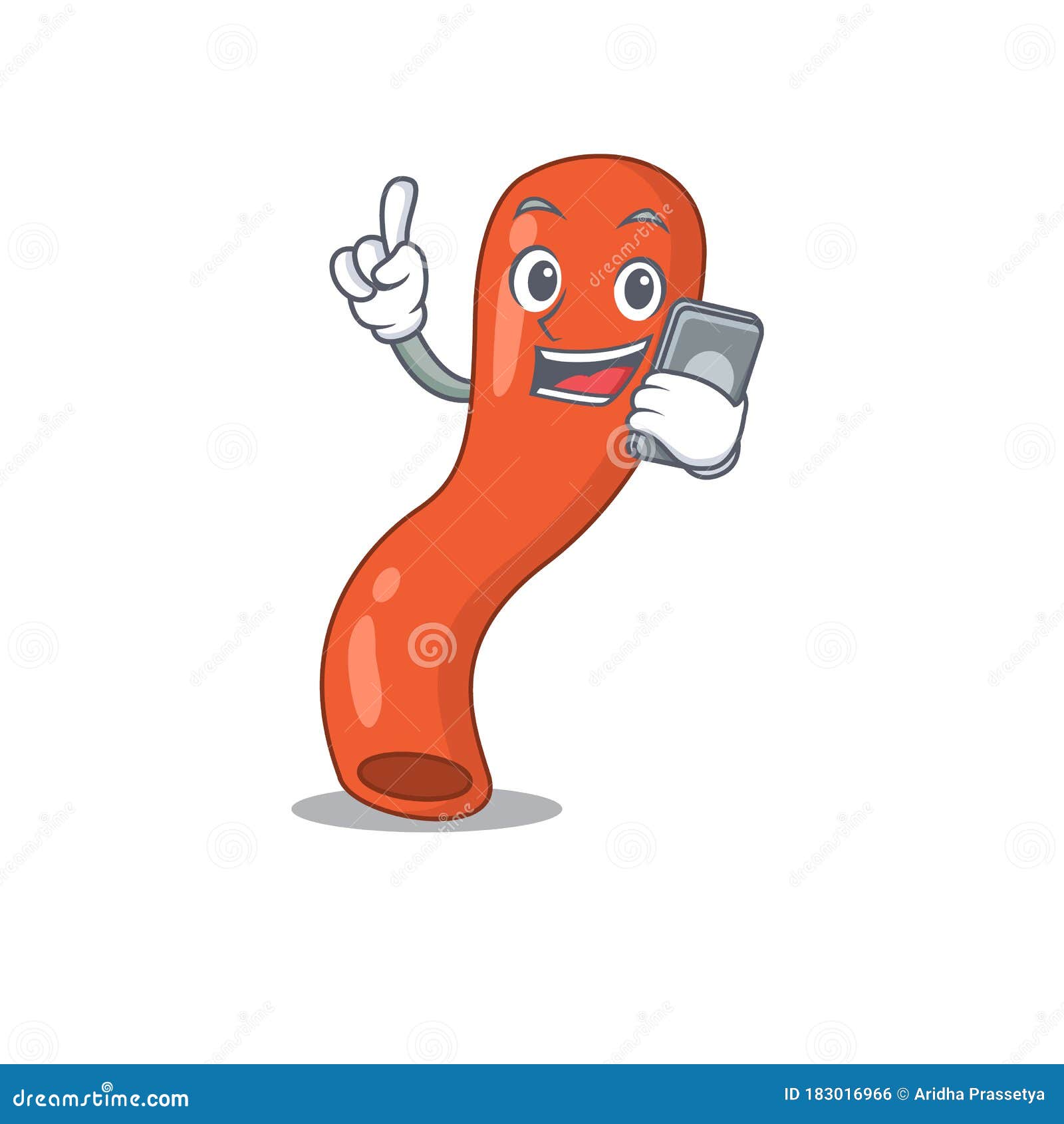 Appendix Caricature Character Speaking with Friends on Phone Stock