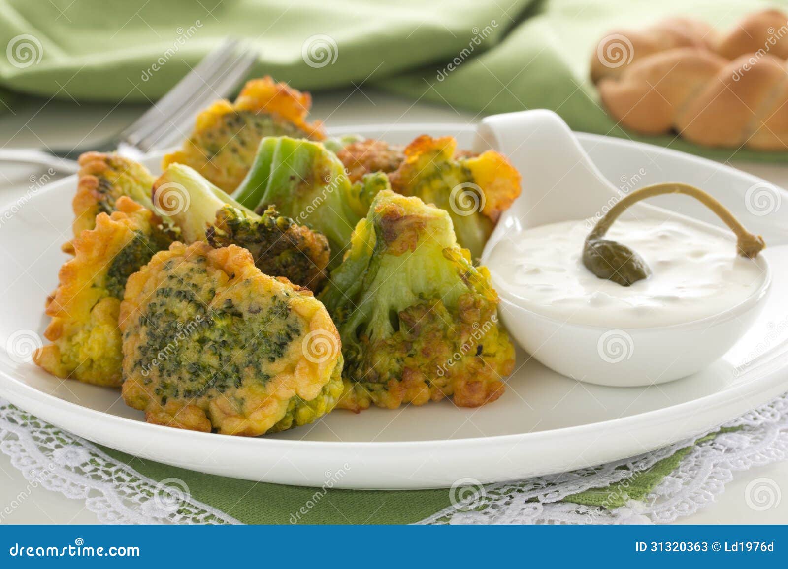 Appetizer of broccoli stock image. Image of crumbed, fried 31320363