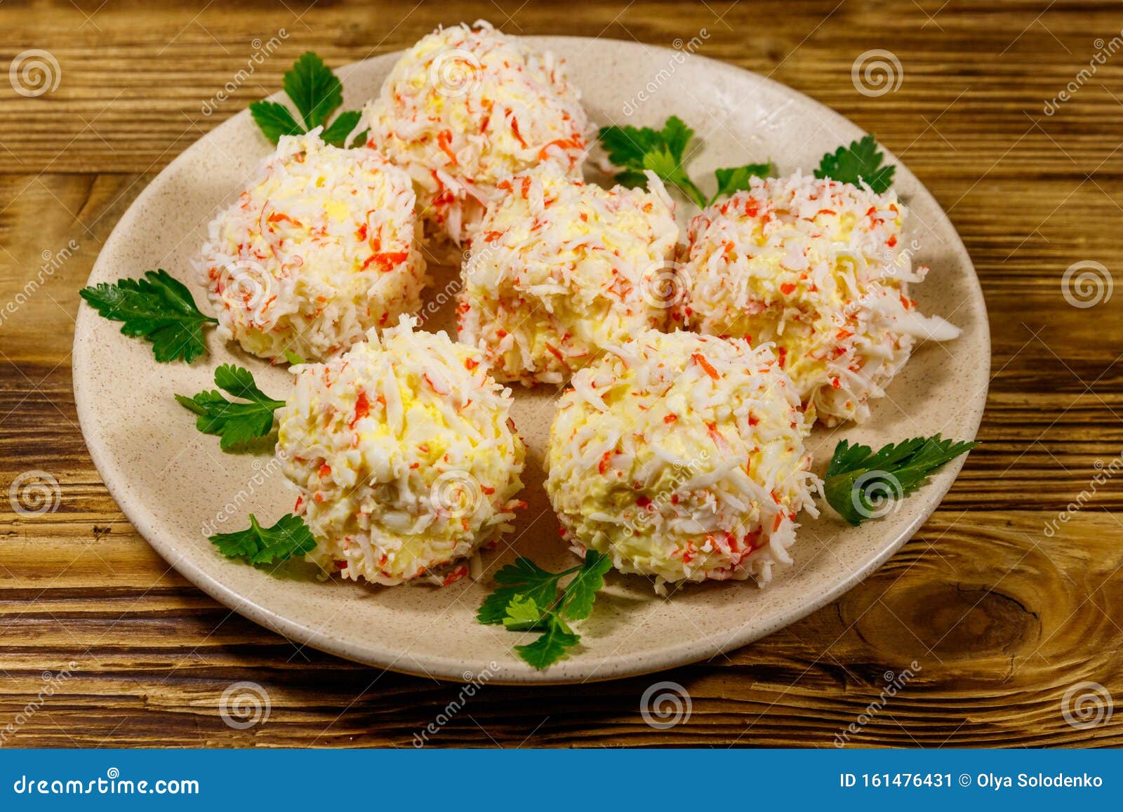 Appetizer of Crabcheese Balls on Wooden Table Stock Image Image of