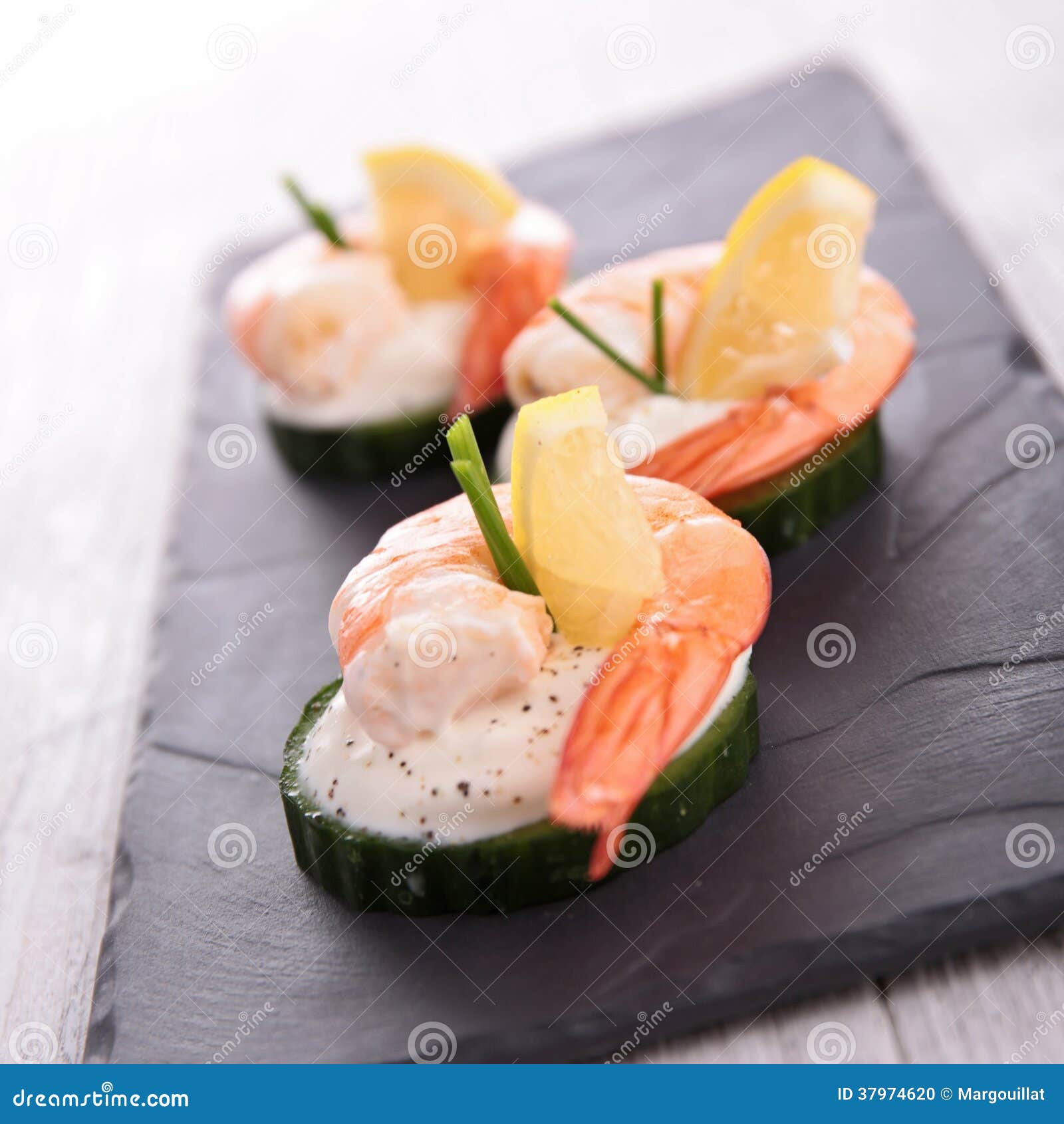 Appetizer, Cucumber with Shrimp Stock Photo - Image of diet, gastronomy ...