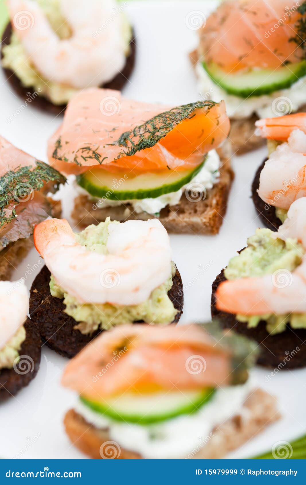 Appetizer of Smoked Salmon & King Prawns Stock Image Image of open
