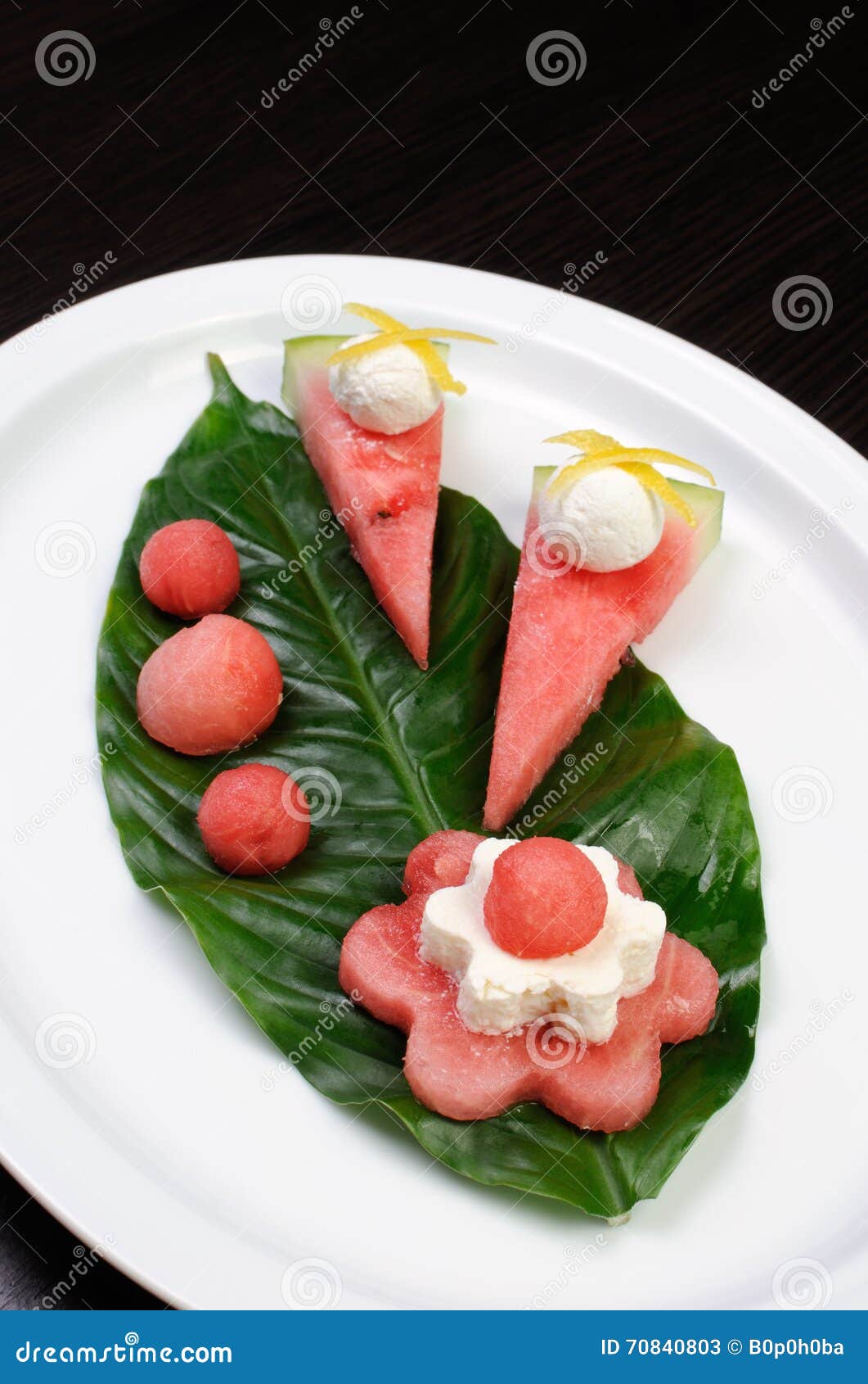 Appetizer of Watermelon with Ricotta Stock Image Image of uncooked