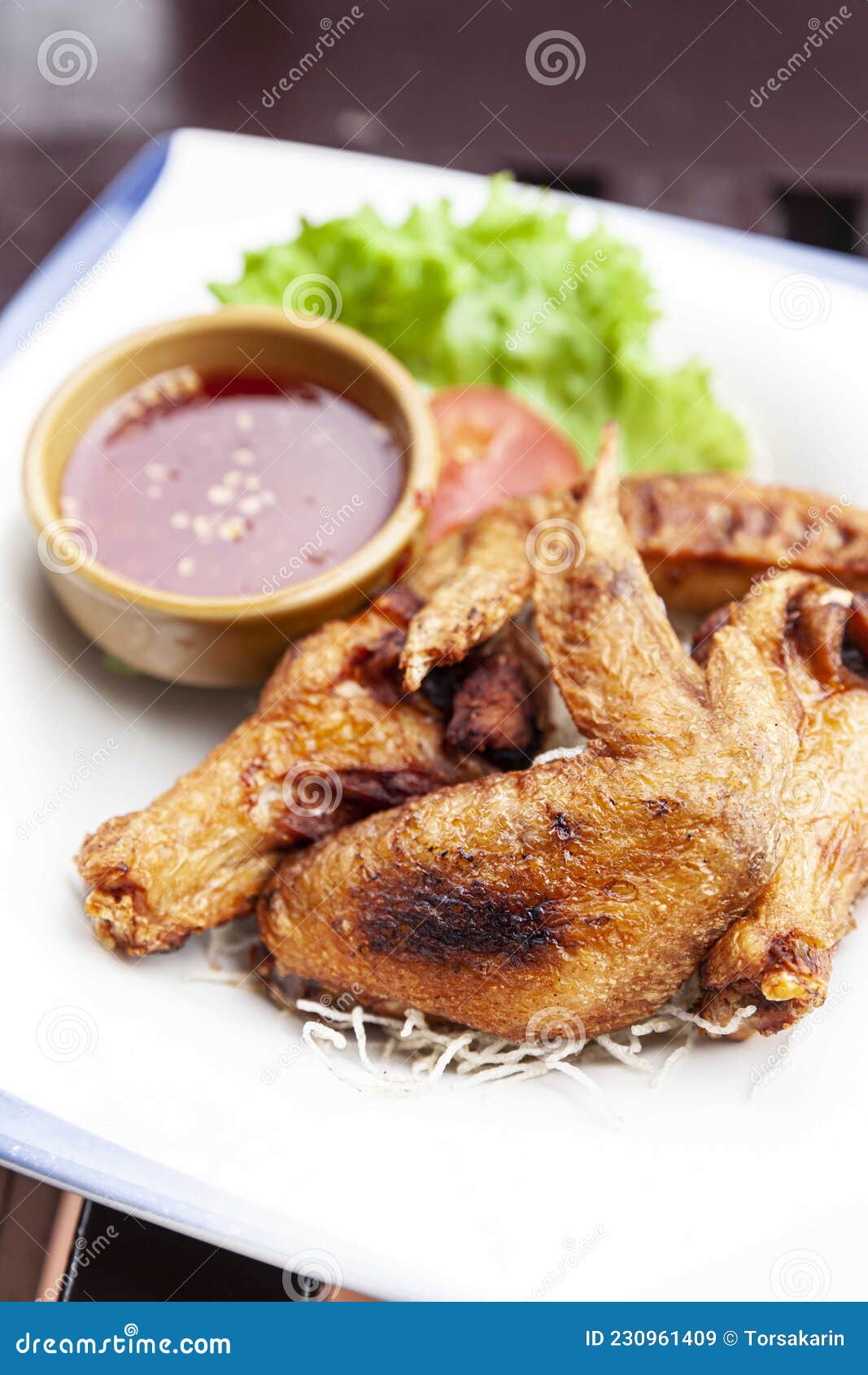 Fried Chicken Wings with Chili Sauce Stock Image Image of fresh