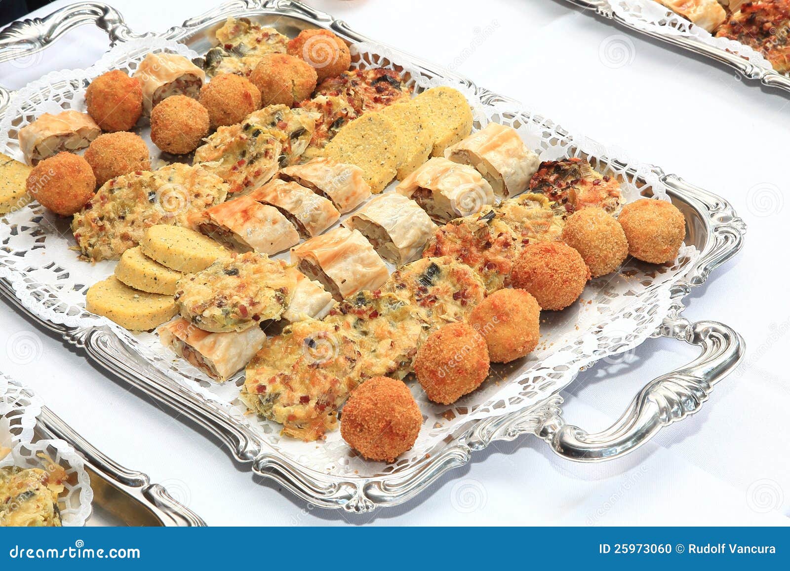 Appetizers on Silver Platter Stock Photo Image of polished, balls