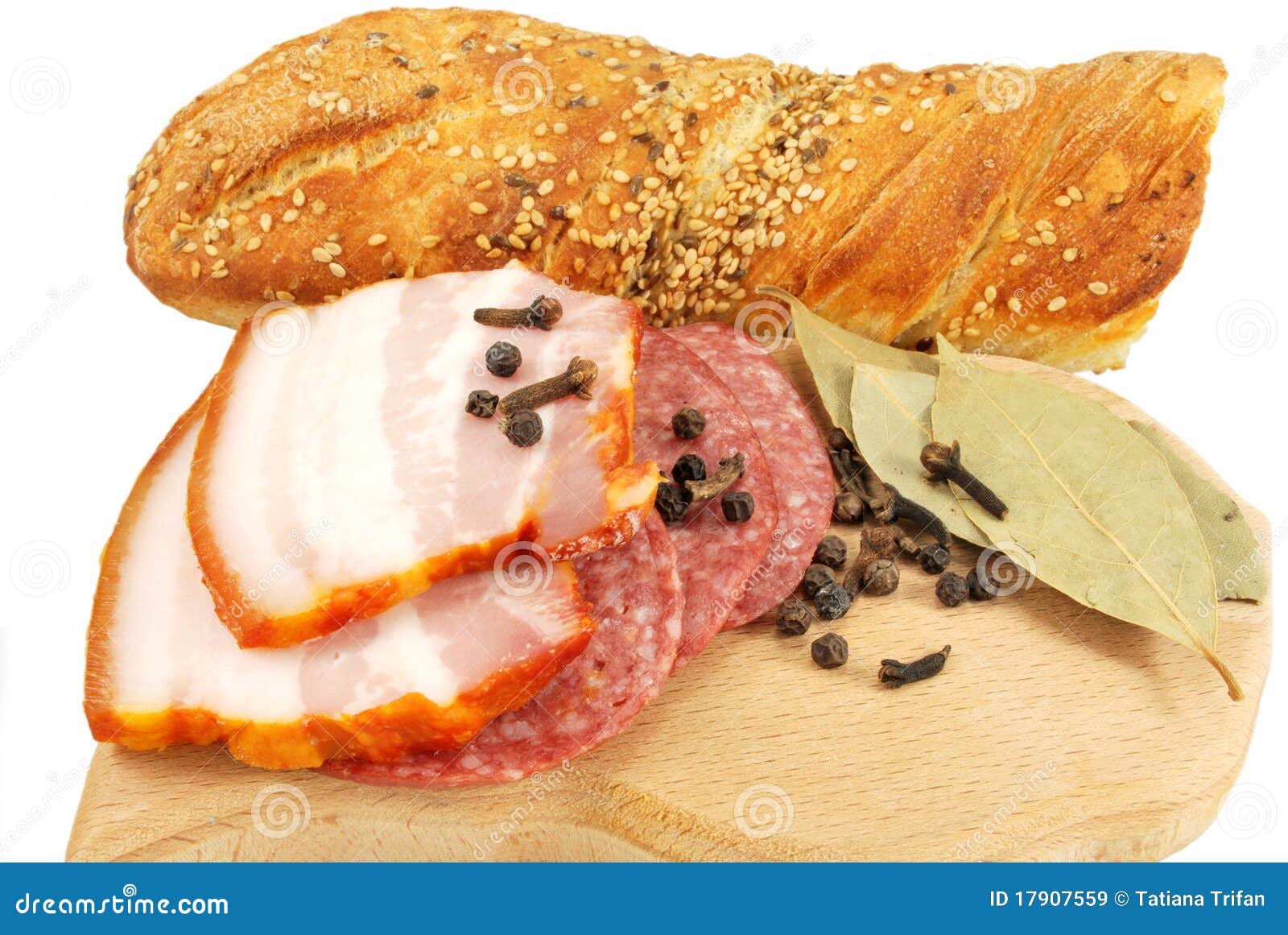 Appetizers of Smoked Meat and Bread Stock Image Image of dinner