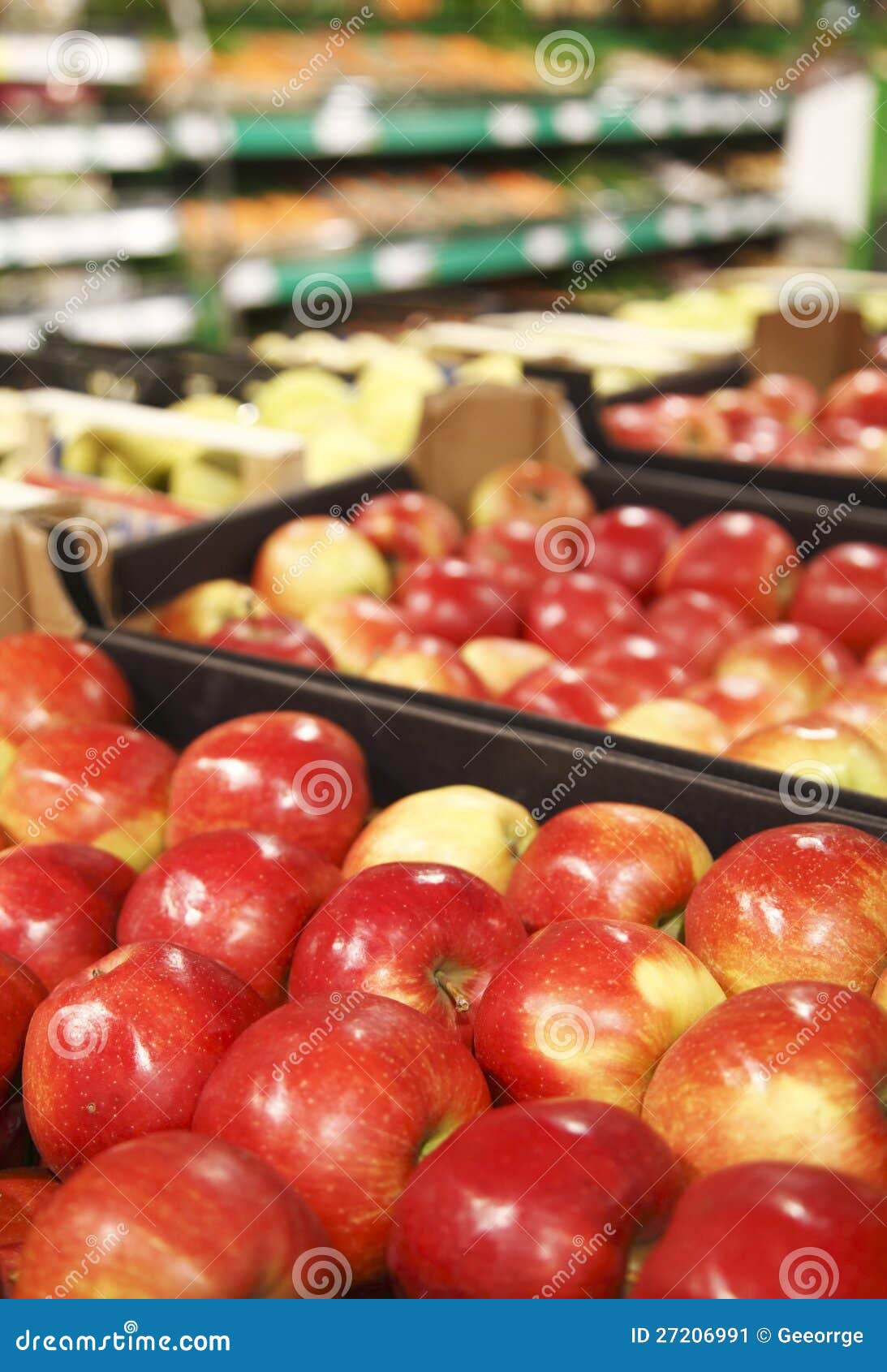 Appetizing Red Apple in Supermarket Stock Image Image of price