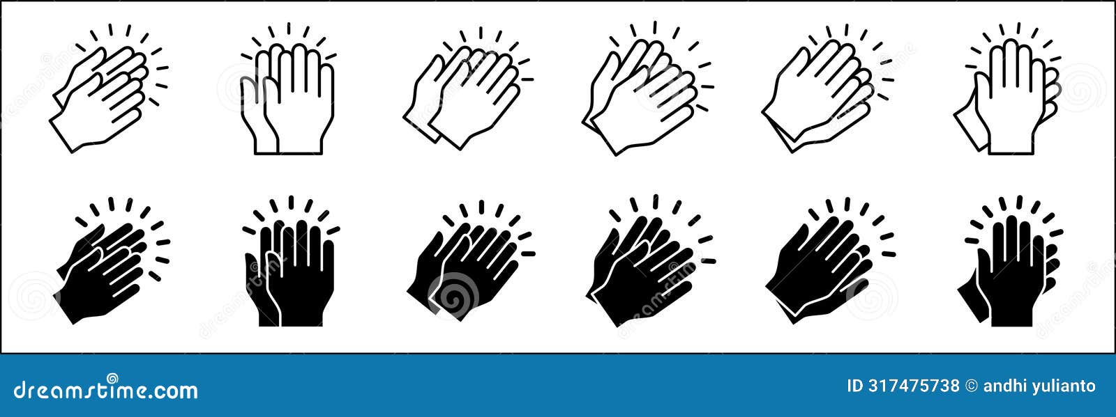 applause . hand clapping icon. hand claps icon set  of acclamation, compliment, appreciation, ovation, bravo,