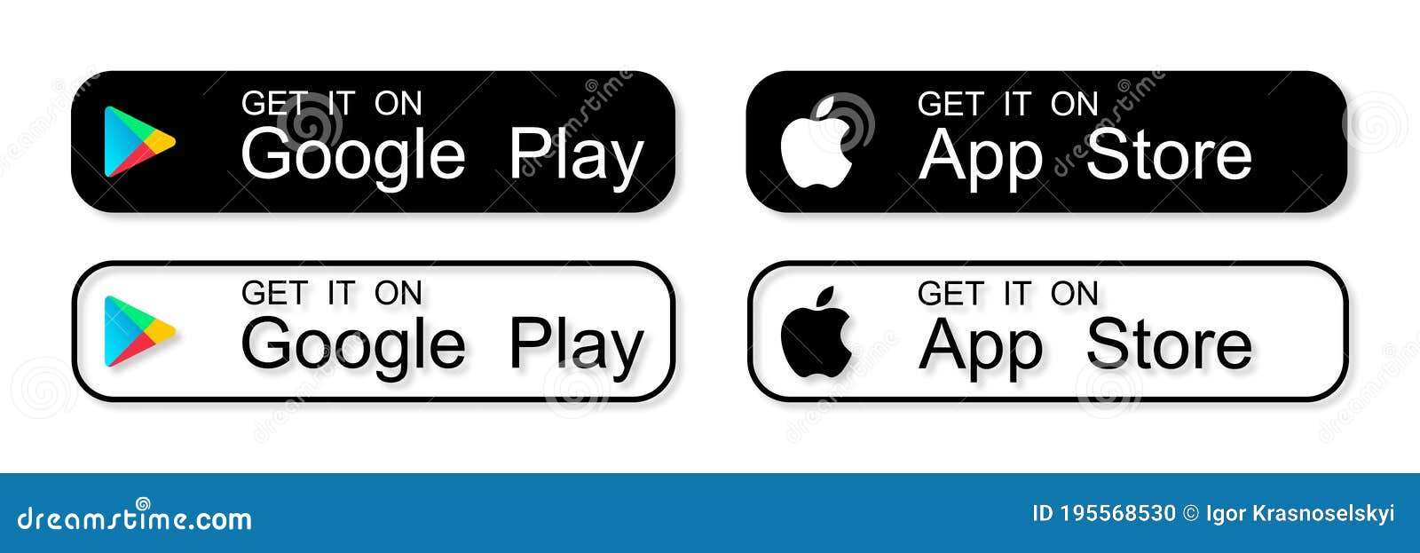 Apple App Store and Google Play Store. Download App Buttons. Isolated Black  Icons Set on White Background Editorial Image - Illustration of technology,  apple: 195568530