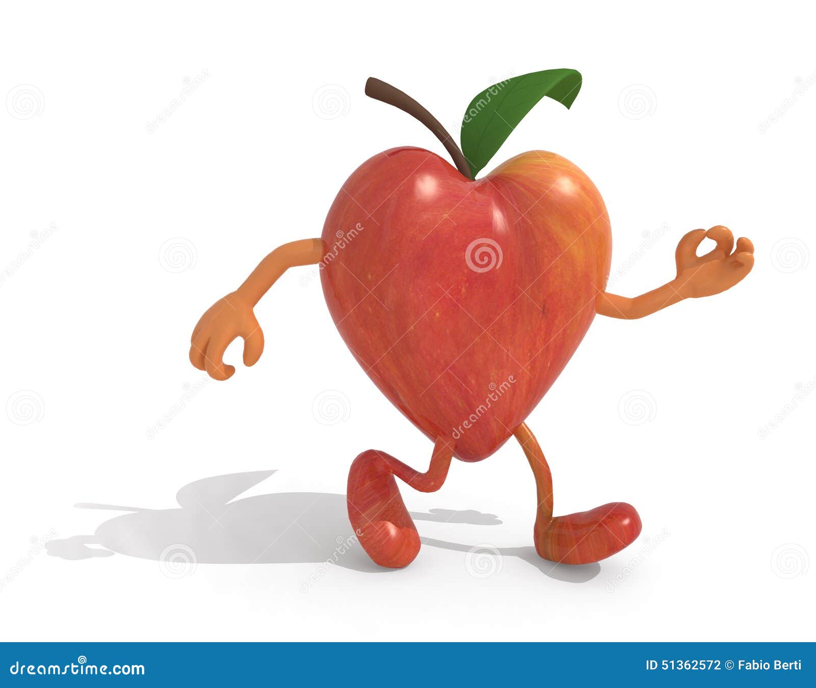 Apple with Arms and Legs Walking Stock Illustration Illustration of