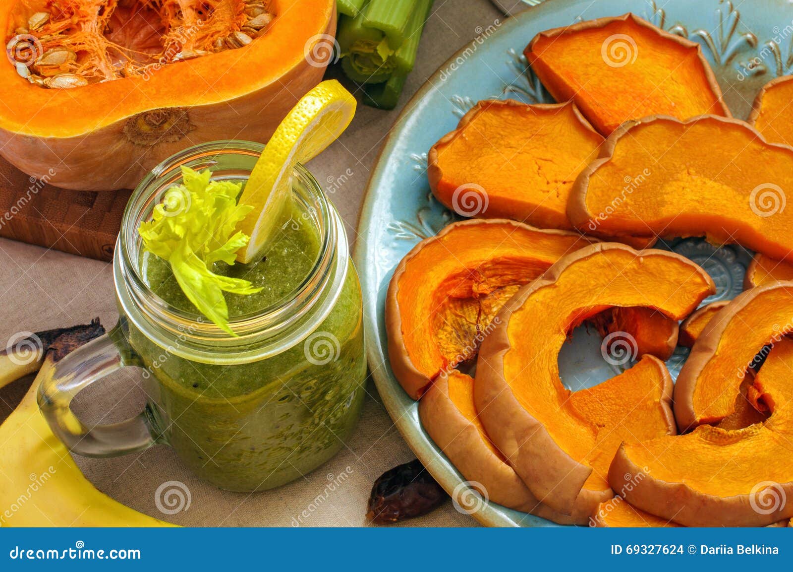Apple Banana Green Smoothie with Celery Stock Photo Image of glass