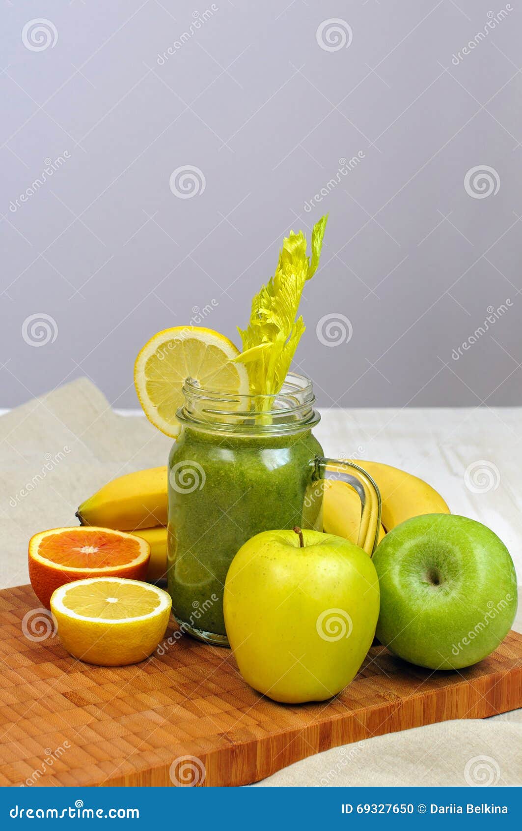 Apple Banana Green Smoothie with Celery Stock Photo Image of health