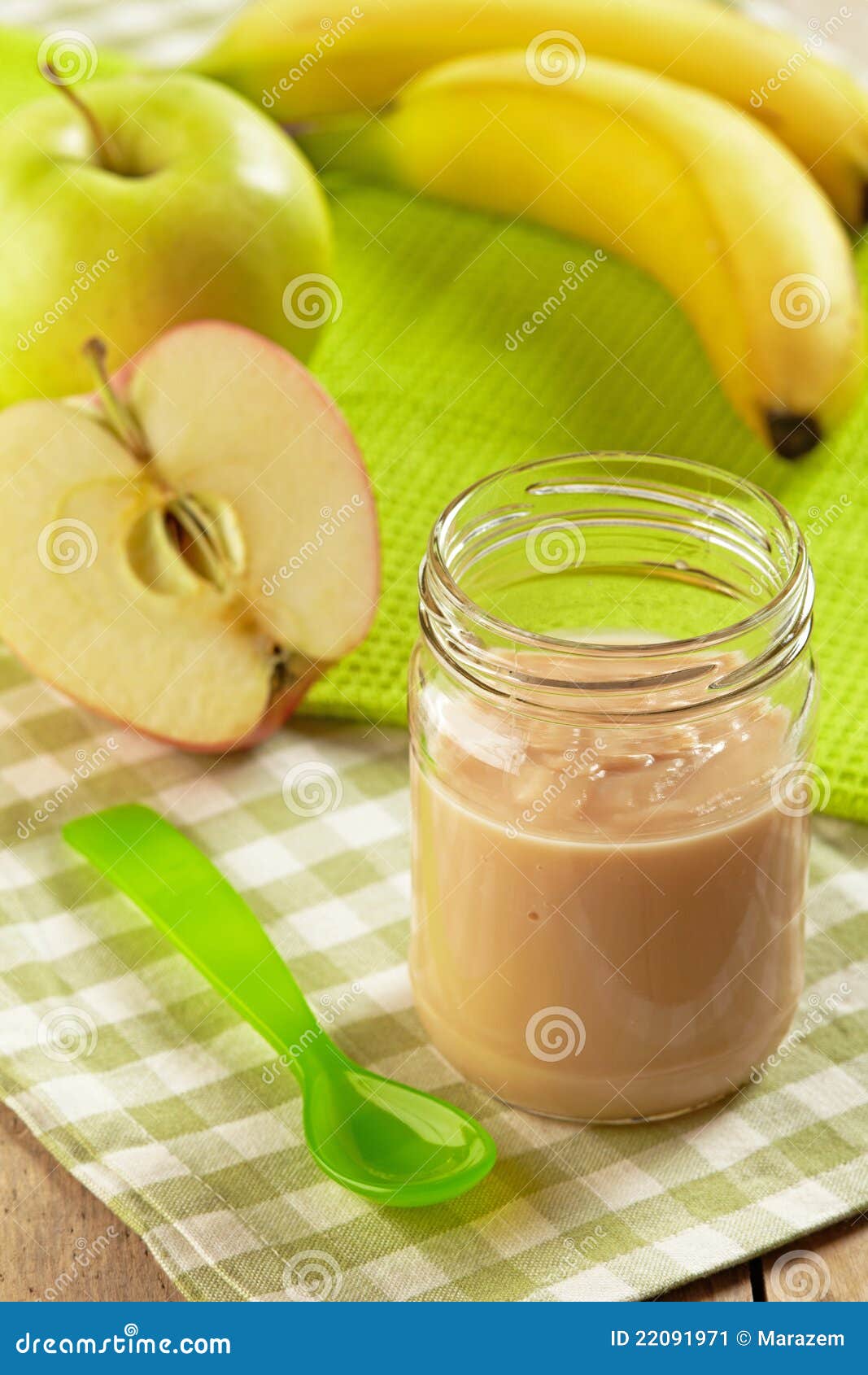 Apple and banana puree closeup