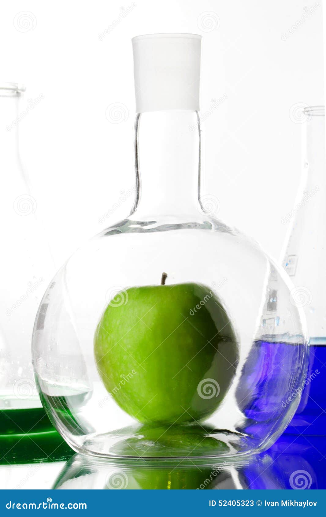 Apple in beaker stock image. Image of scientific, chemical 52405323