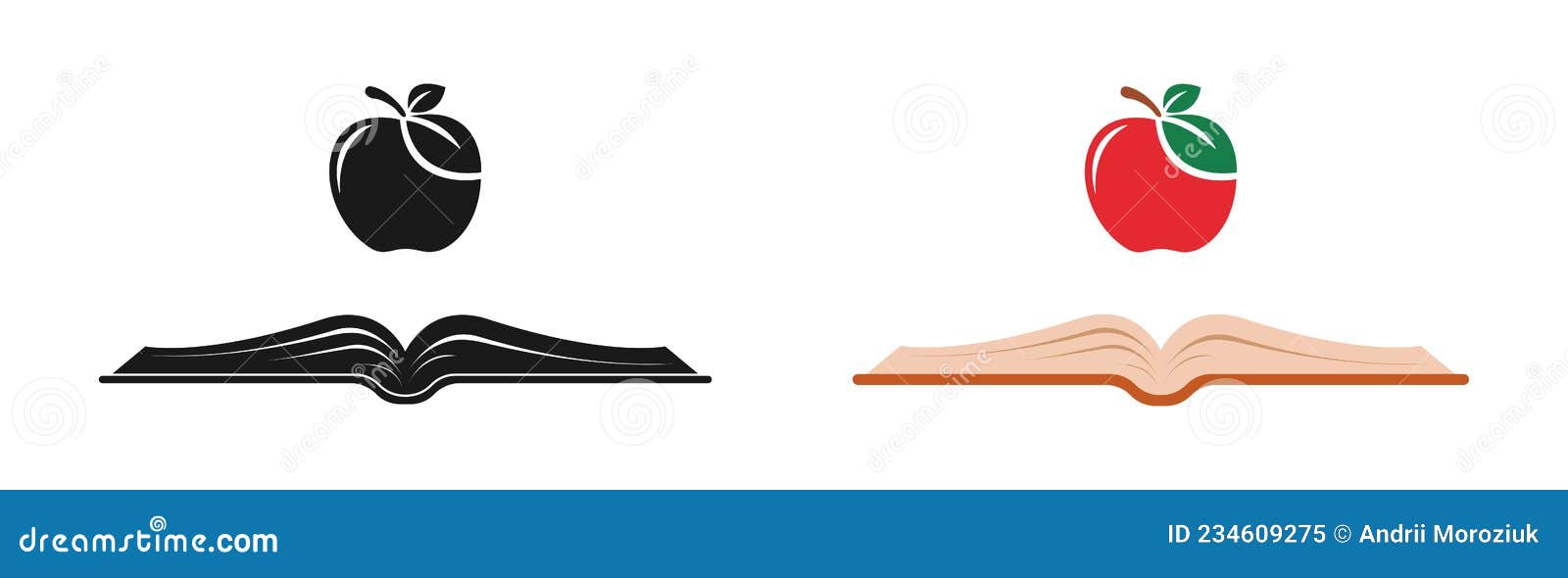 Apple and Book. Set of Icons Stock Illustration Illustration of concept, textbook 234609275