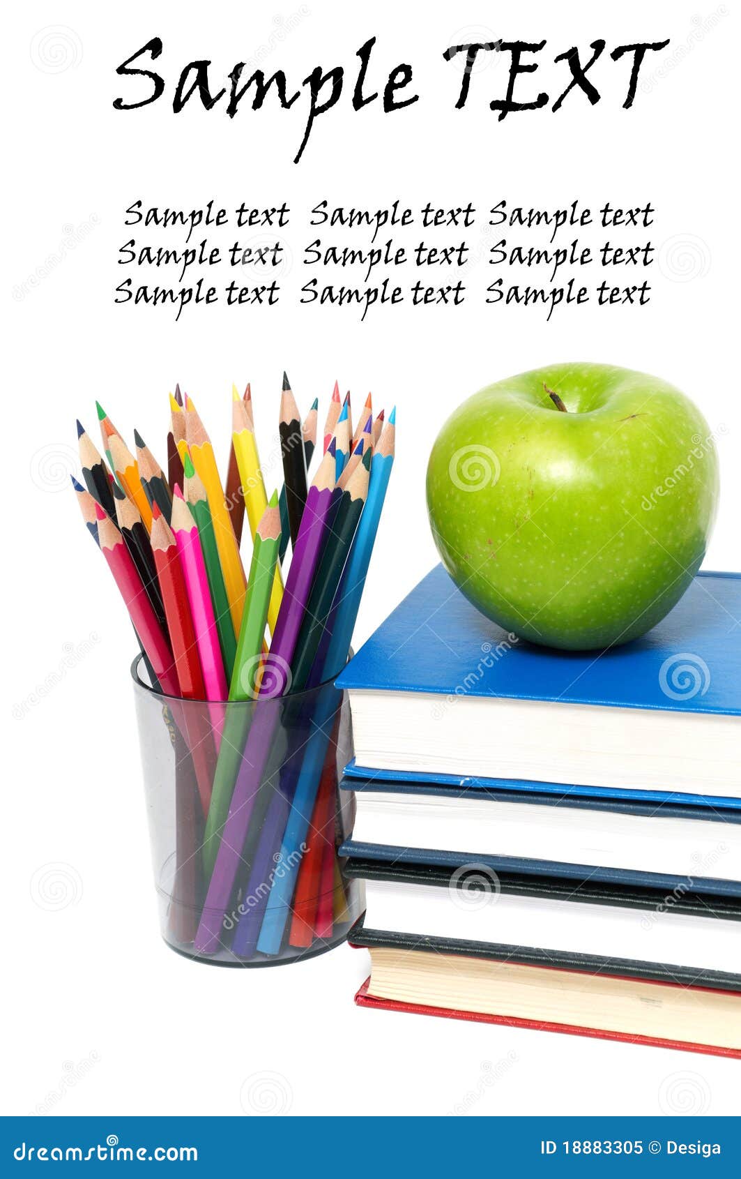 Download Apple, Books And Colored Pencil Stock Image - Image of green, book: 18883305