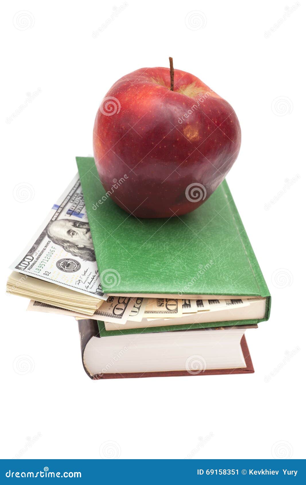 Apple, Books and Dollars stock image. Image of education 69158351