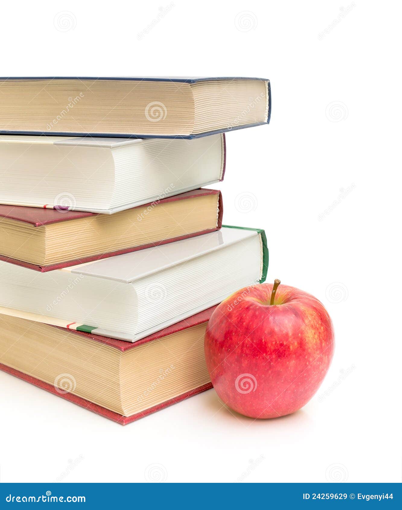 Apple and Books on White Background Stock Image Image of closeup, training 24259629