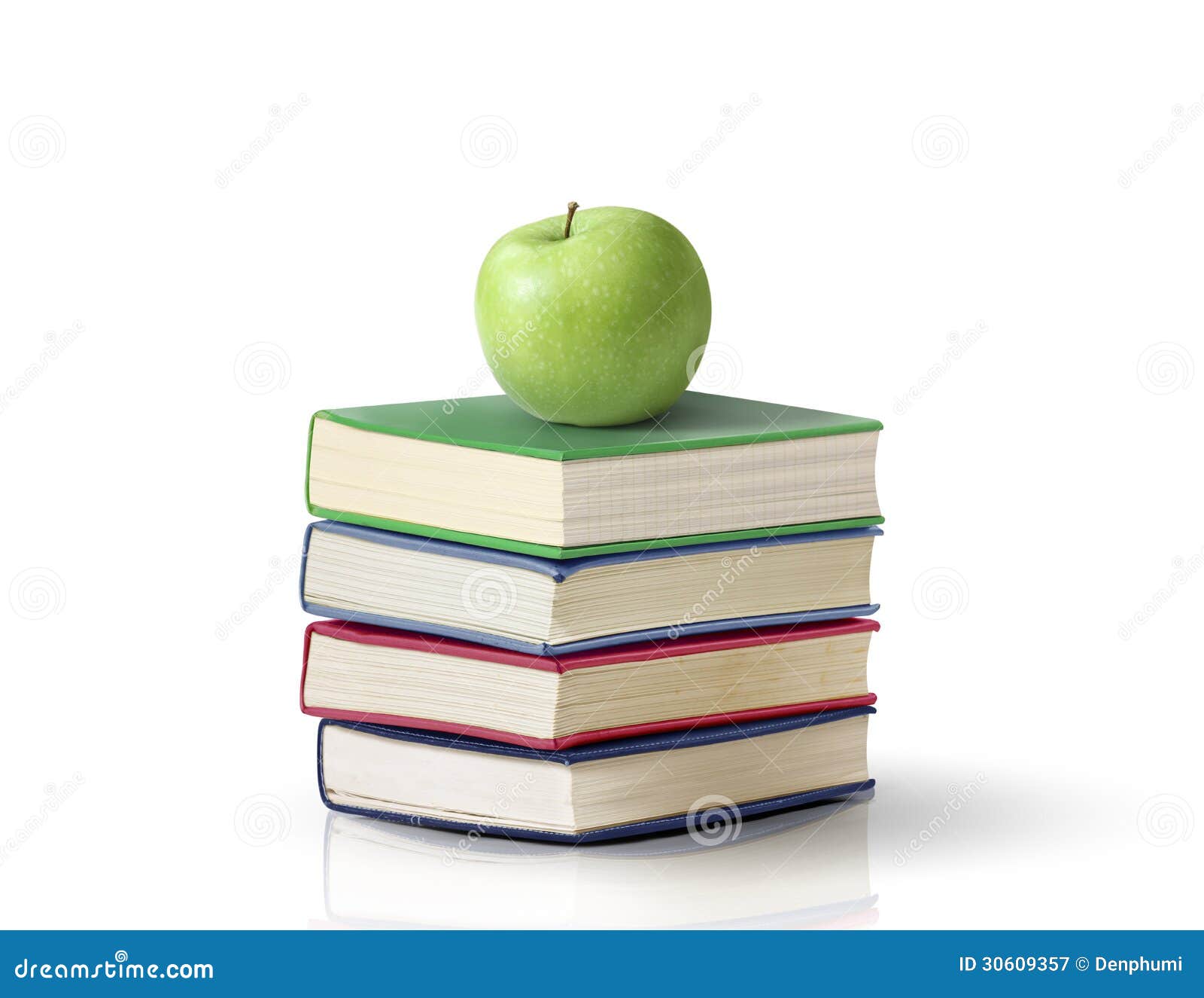 Apple on books stock image. Image of literature, color 30609357