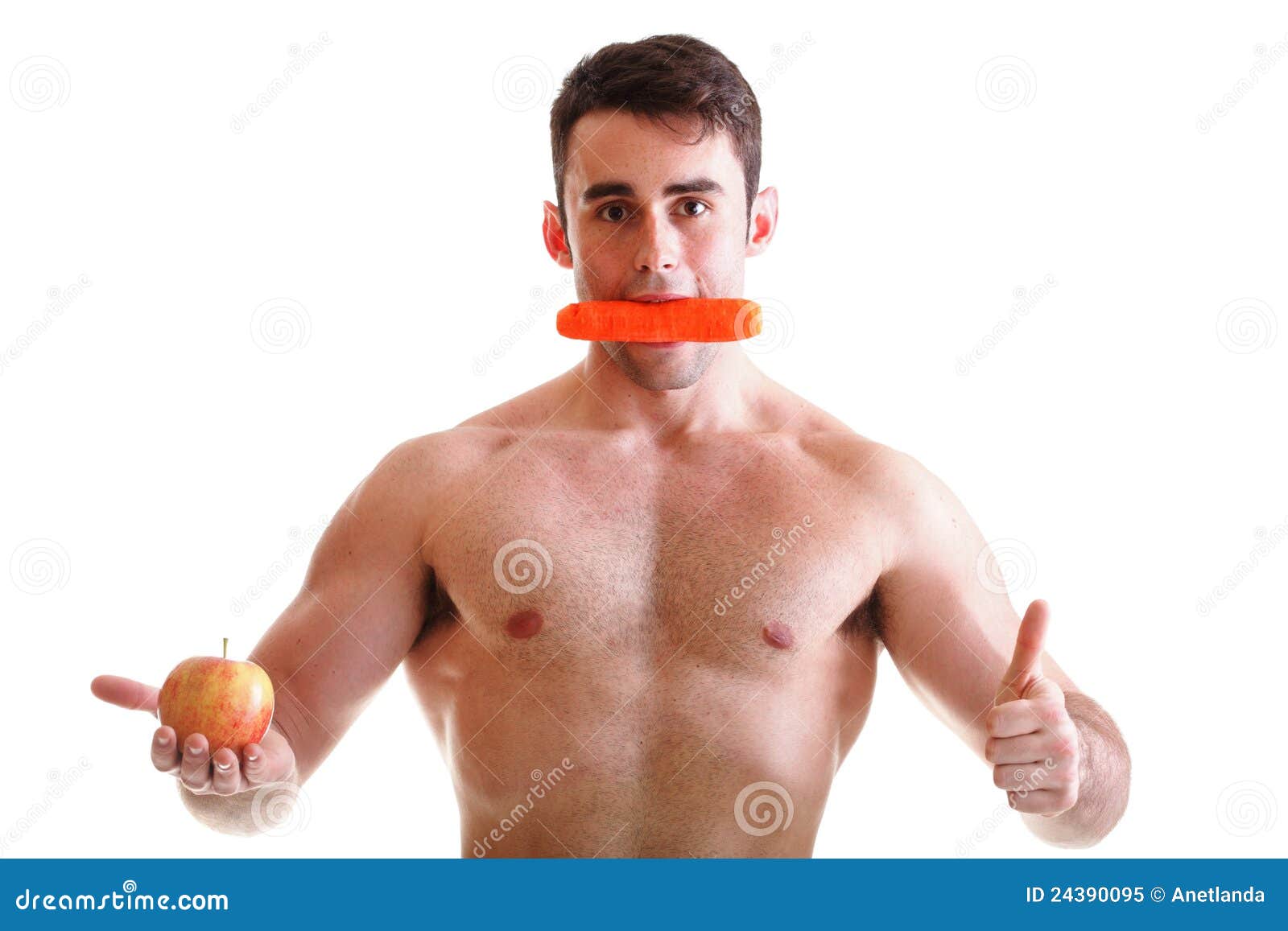 Apple Carrot Diet, Man Great Body Isolated Stock Image Image of