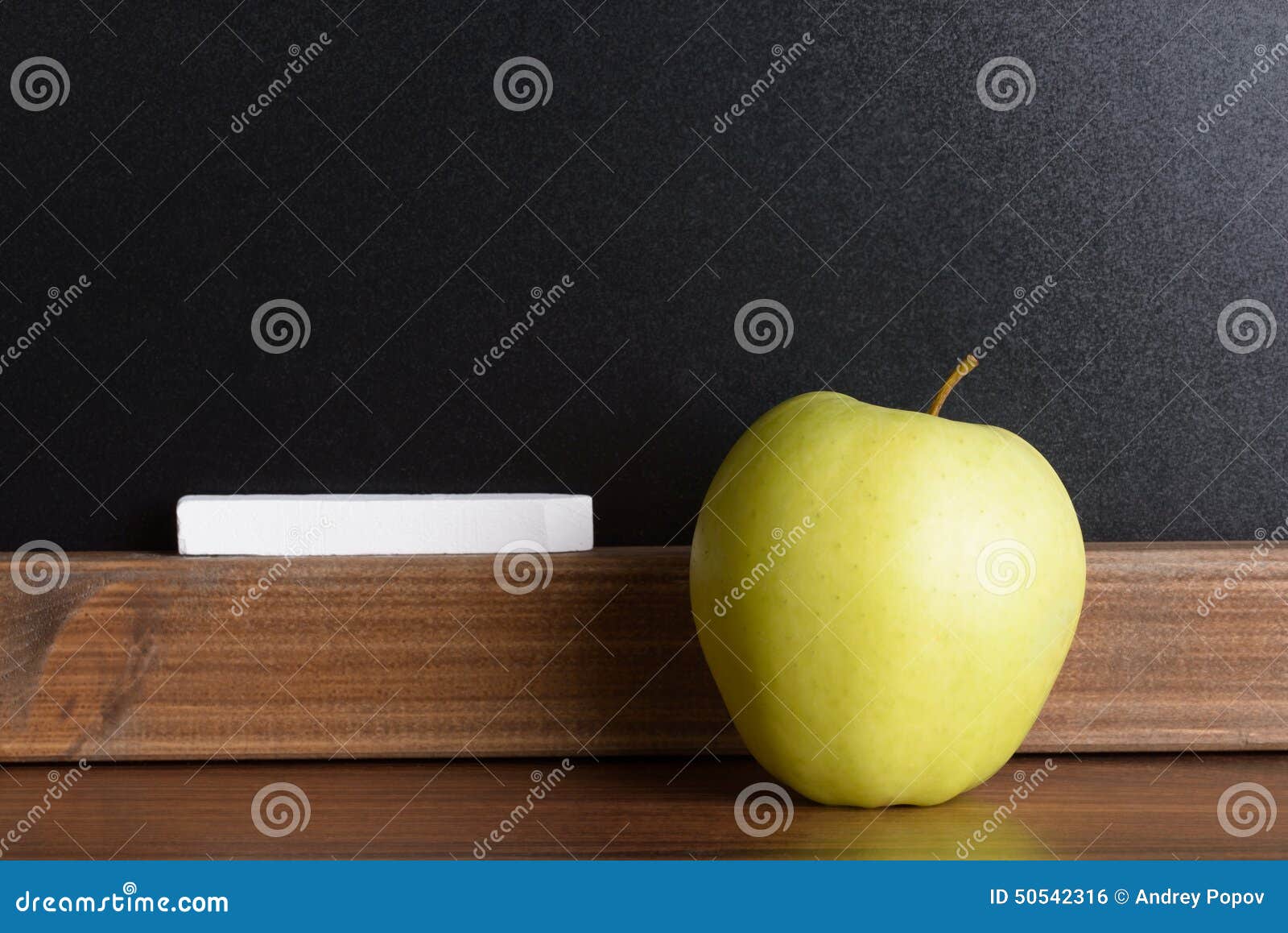 Apple and Chalk in Front of a Chalkboard Stock Photo Image of fresh, chalk 50542316