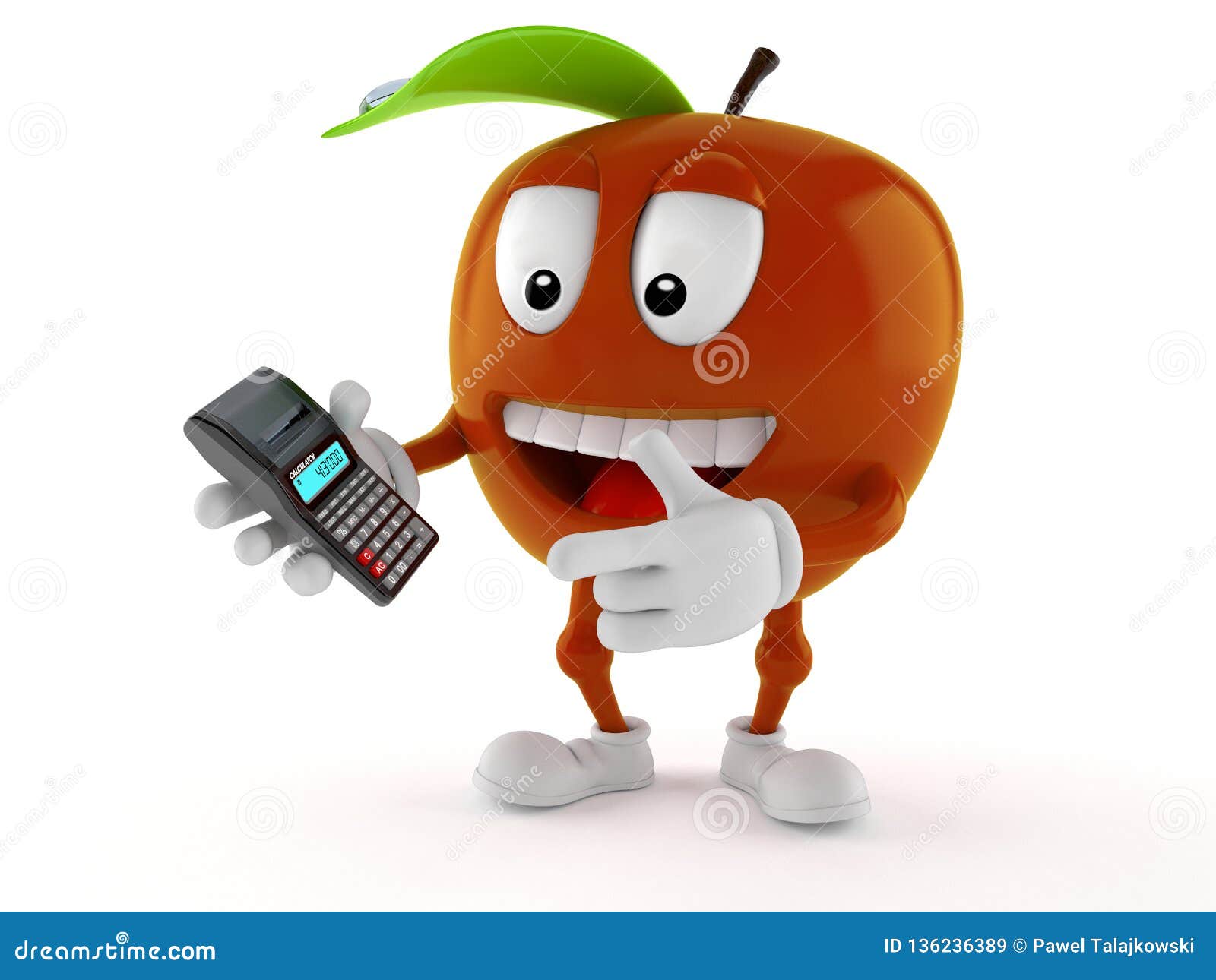 Apple Character Using Calculator Stock Illustration  Illustration of