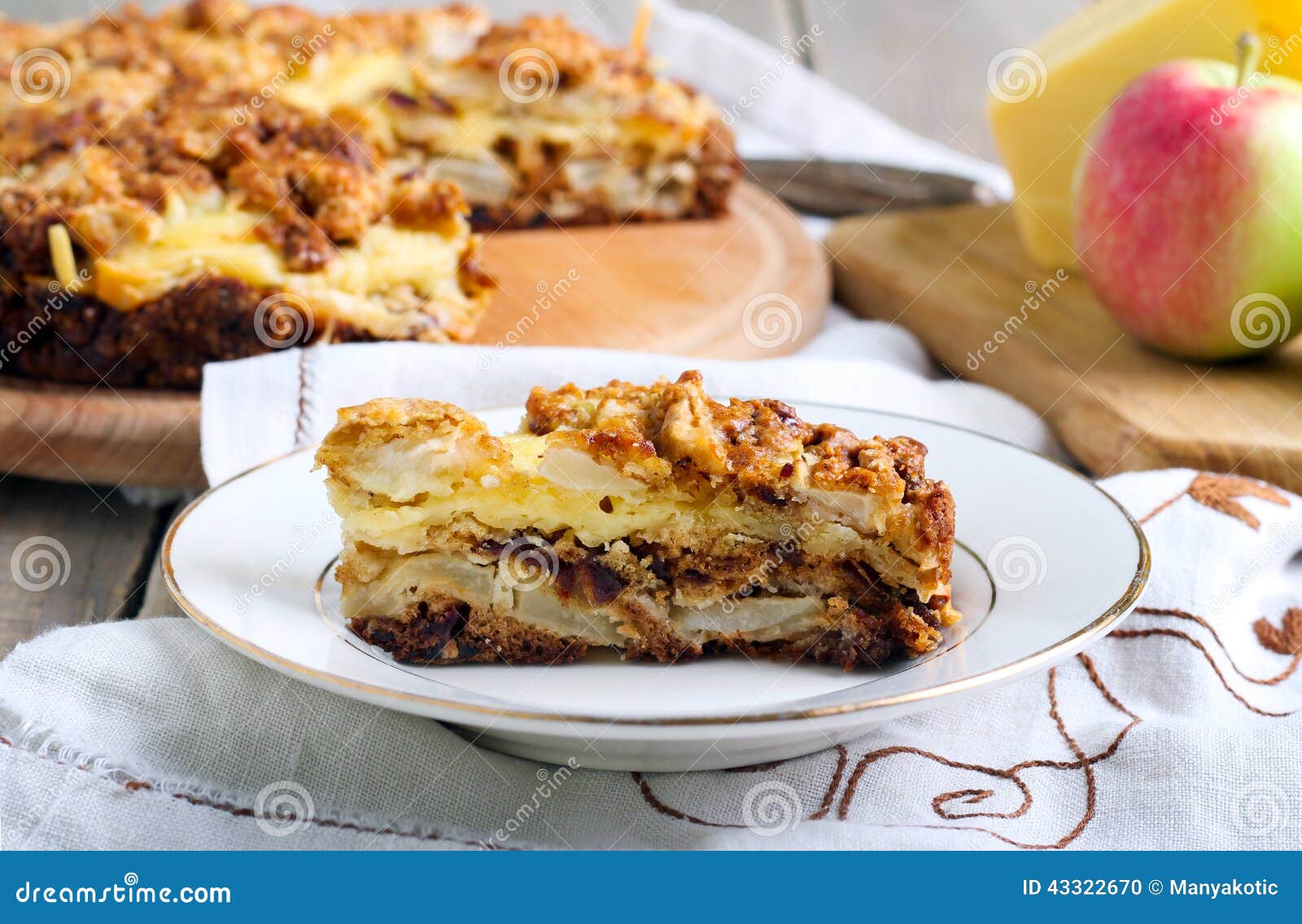 Apple and cheese tart stock photo. Image of slice, baked 43322670