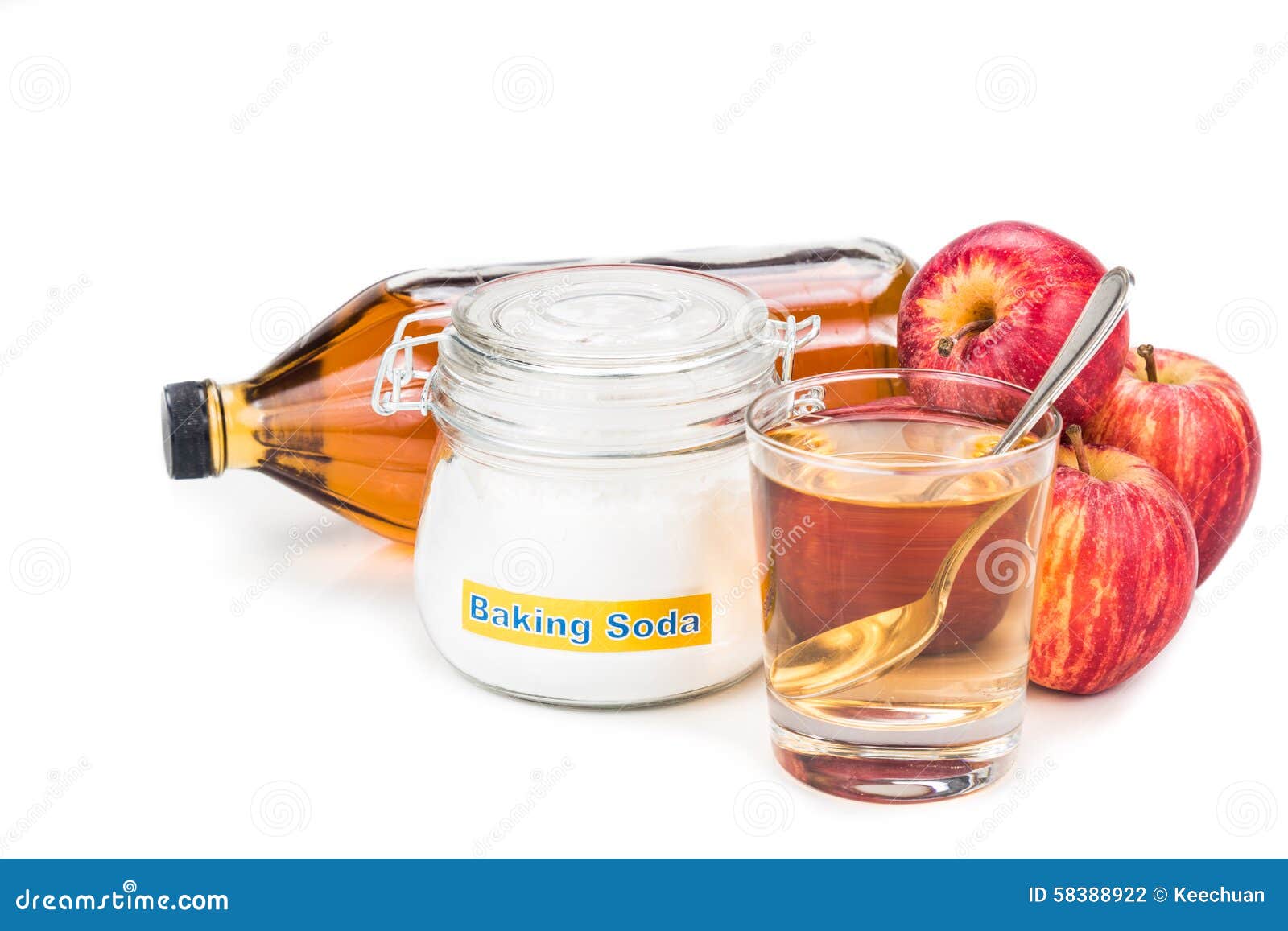Apple Cider Vinegar And Baking Soda Combination For Acid Reflux Stock Photo Image Of Soda Fruit 58388922