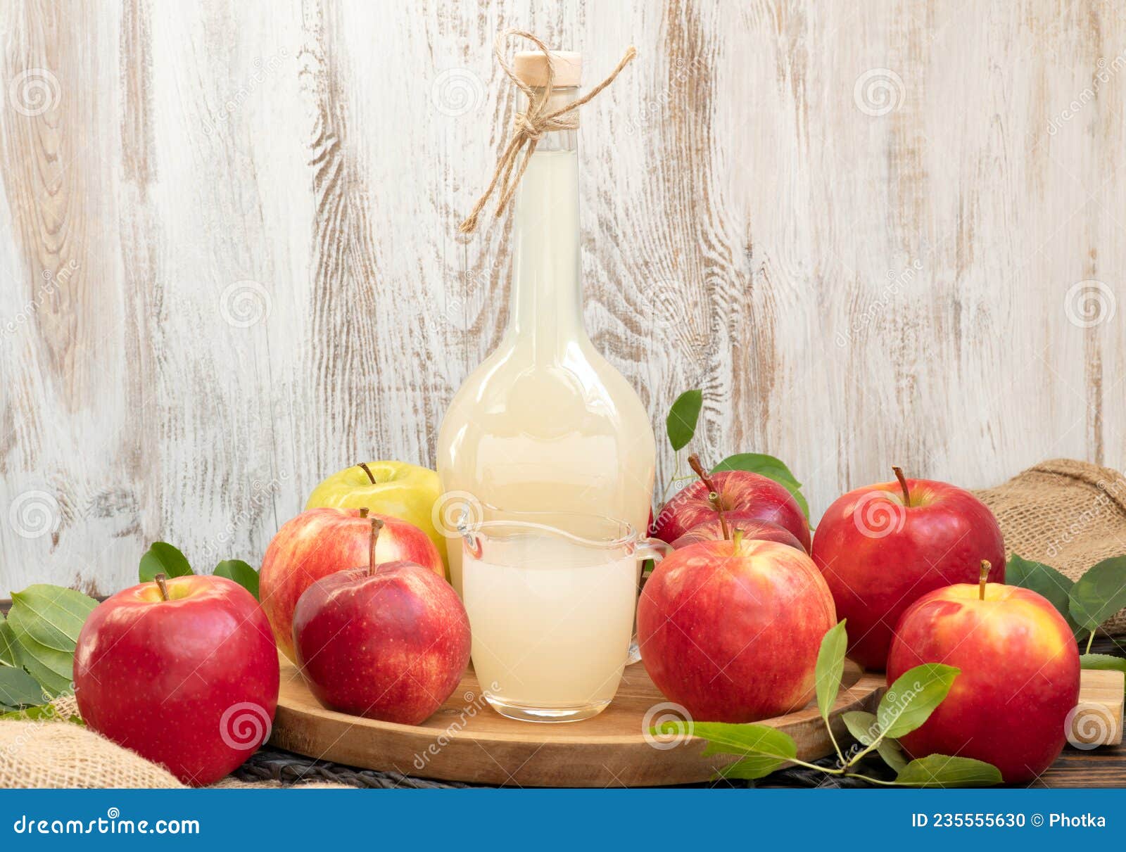 Apple Cider Vinegar in a Bottle, Organic Fermented Vinegar Stock Photo