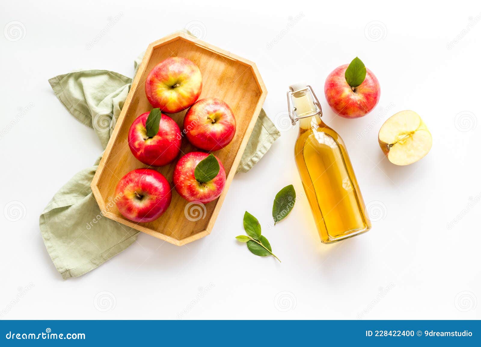 Apple Cider Vinegar for Cooking with Red Raw Apples Stock Photo Image