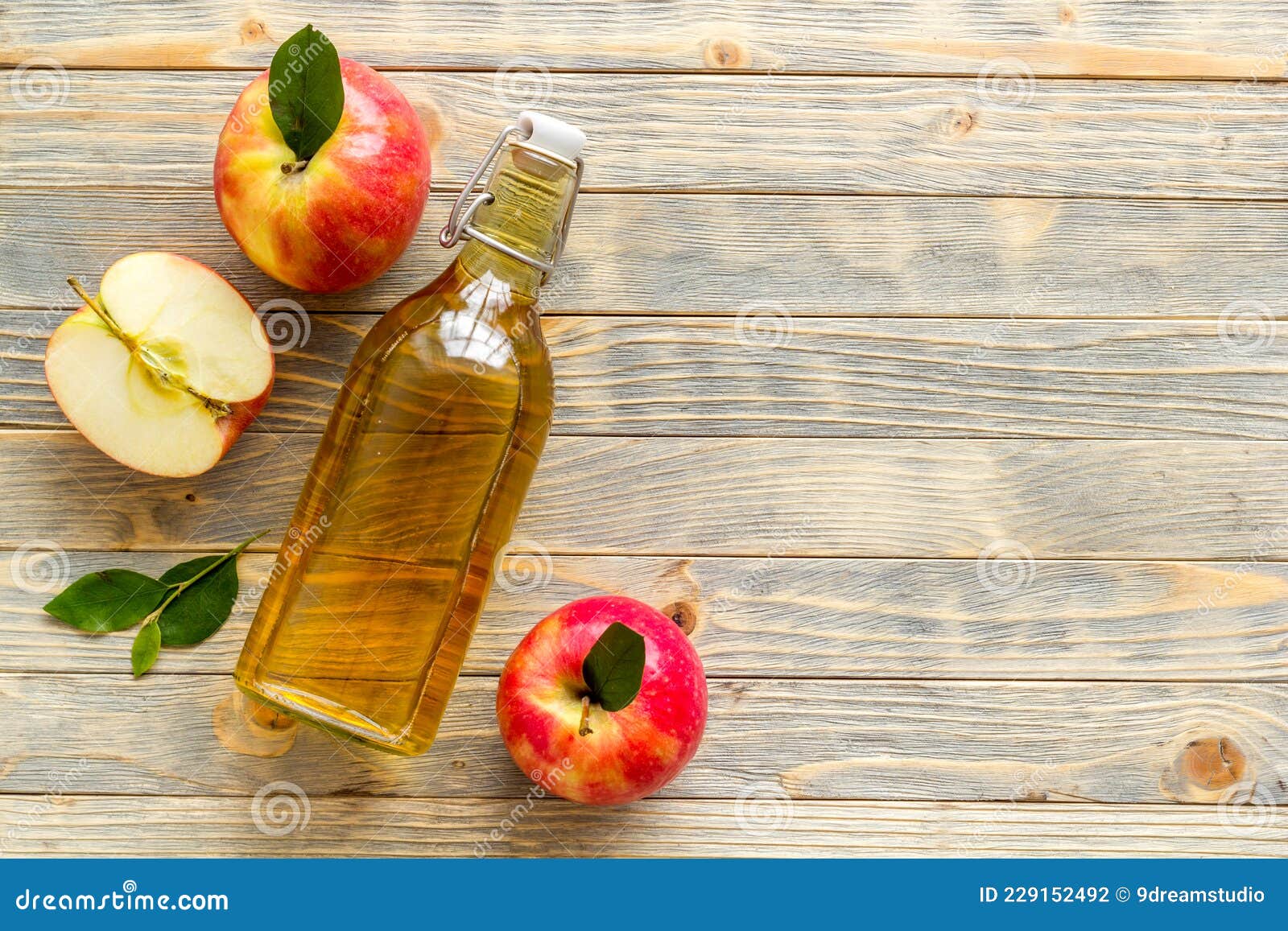 Apple Cider Vinegar for Cooking with Red Raw Apples Stock Photo Image