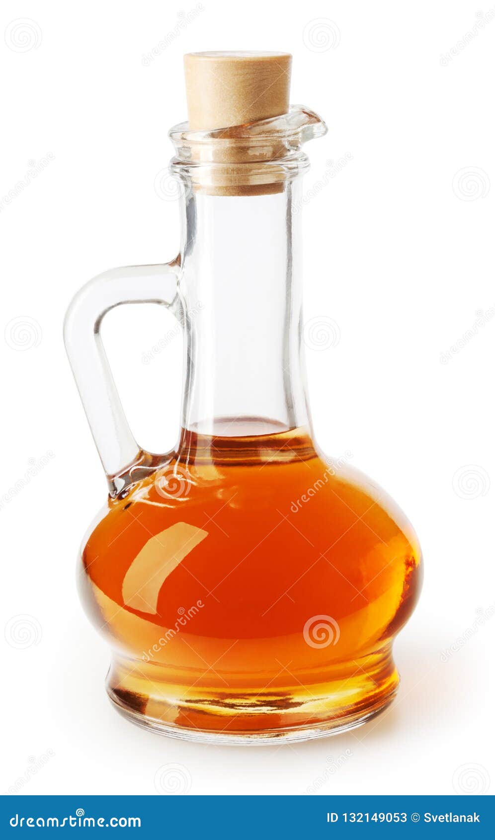 Apple Cider Vinegar in Glass Bottle Isolated on White Stock Image