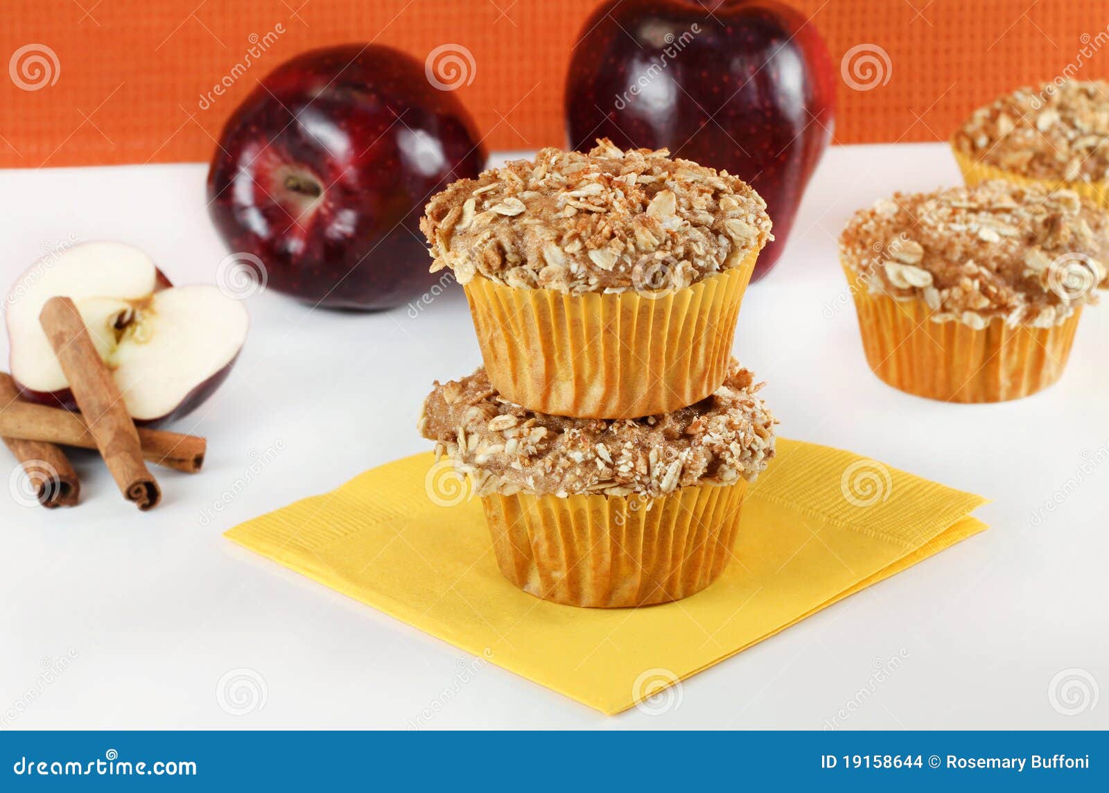 Apple Cinnamon Muffins with Oat Granola Topping Stock Photo Image of
