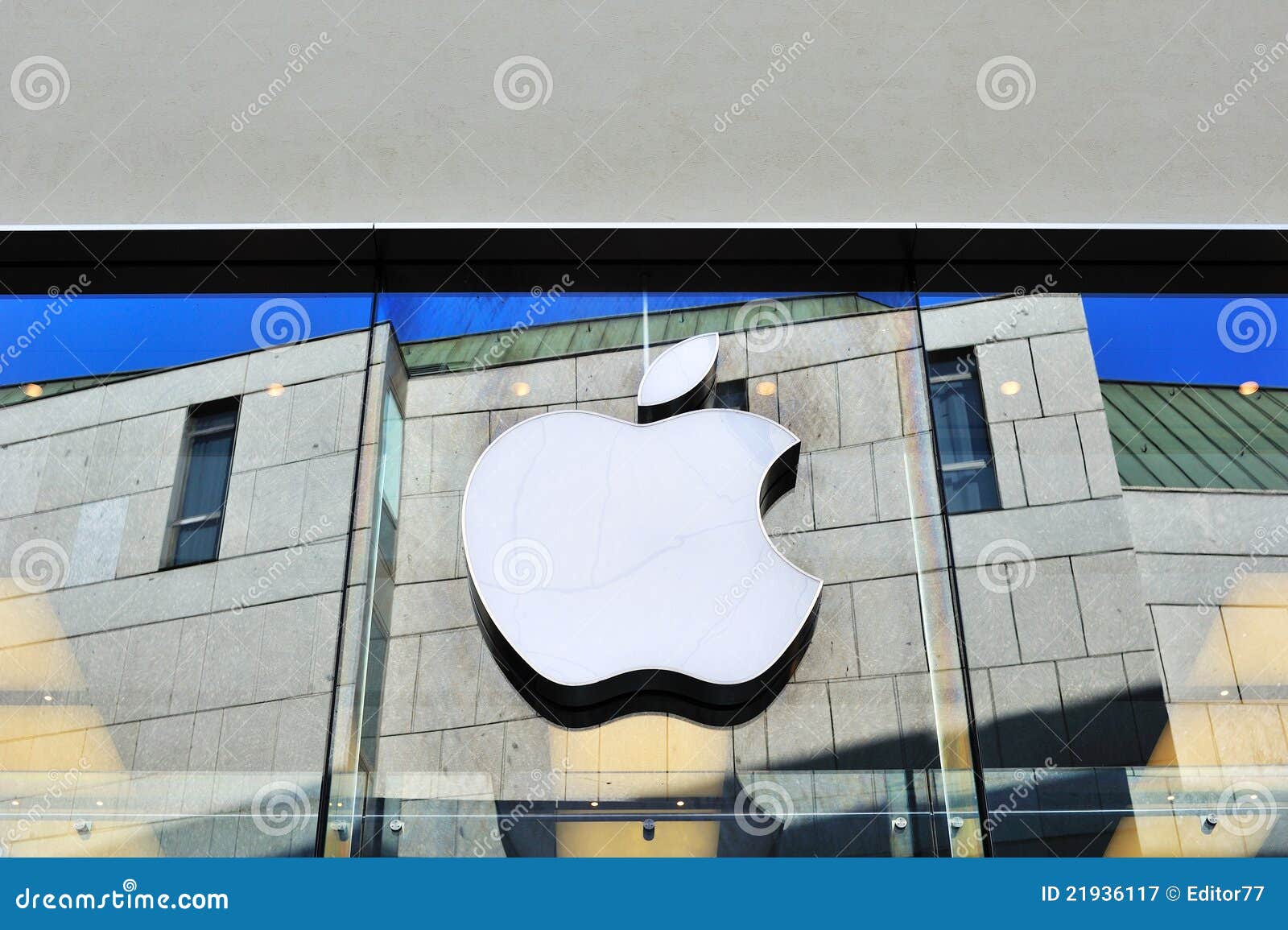 Apple Computer Logo on Window Shop Editorial Photography Image of