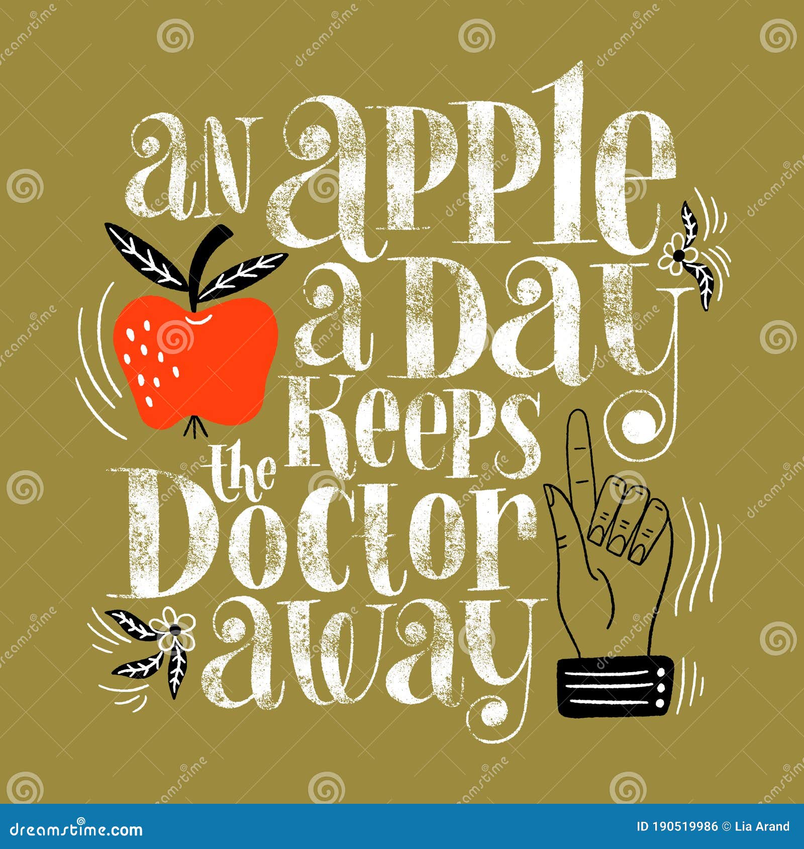 An Apple A Day Keeps The Doctor Away Stock Vector Illustration Of Hand Label