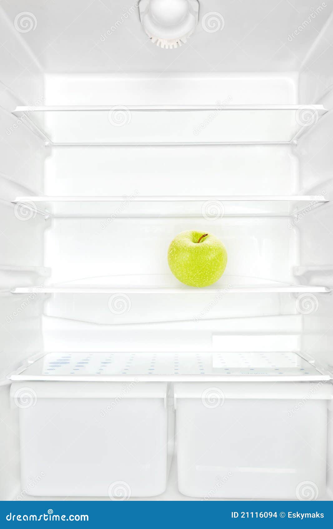 Apple in Empty White Fridge. Stock Photo Image of natural, apple