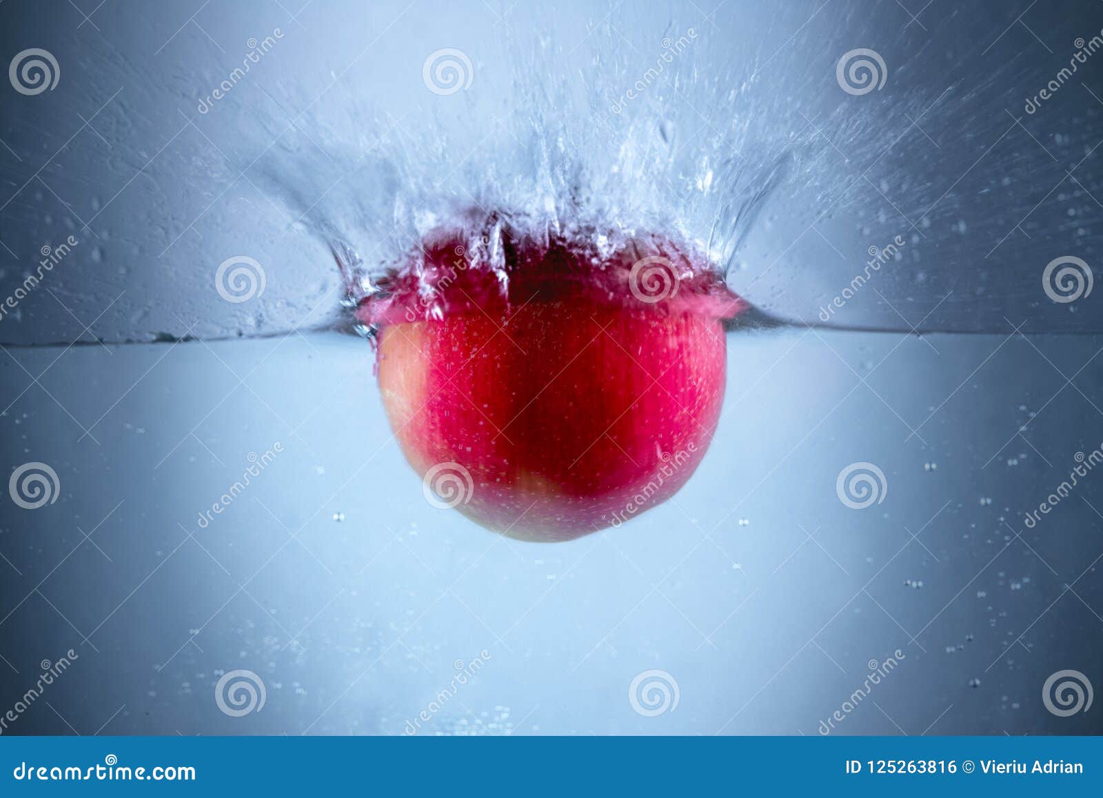 Apple Fresh Red Splash Into The Water,red Fruit Stock Photo Image of
