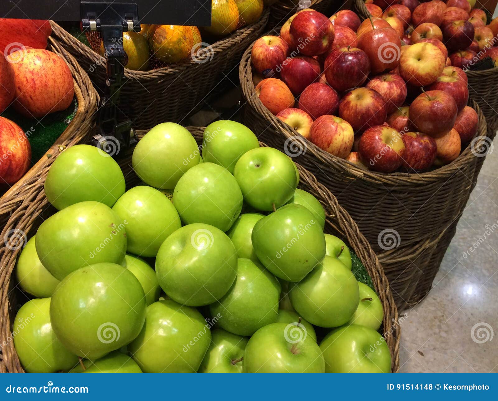 Apple on Fruit Basket stock photo. Image of nature, colorful 91514148