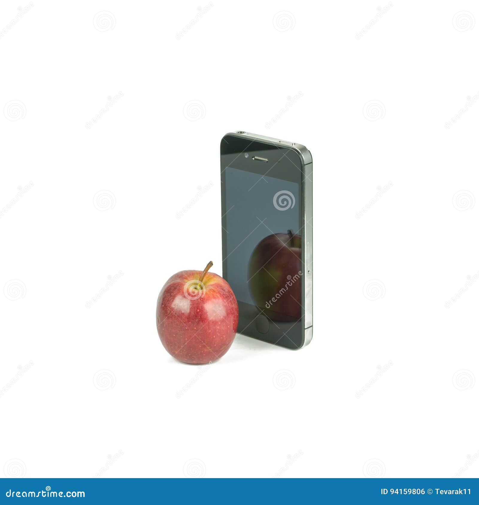 Apple Fruit and Smart Phone Isolated Stock Photo Image of mobile