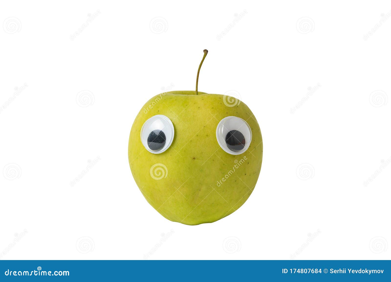Apple With Googly Eyes On An Isolated White Background. Food With Funny Face Stock Photo - Image ...