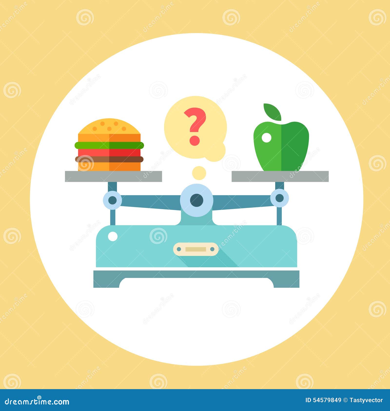 https://thumbs.dreamstime.com/z/apple-hamburger-scales-diet-healthy-food-vector-flat-illustration-54579849.jpg