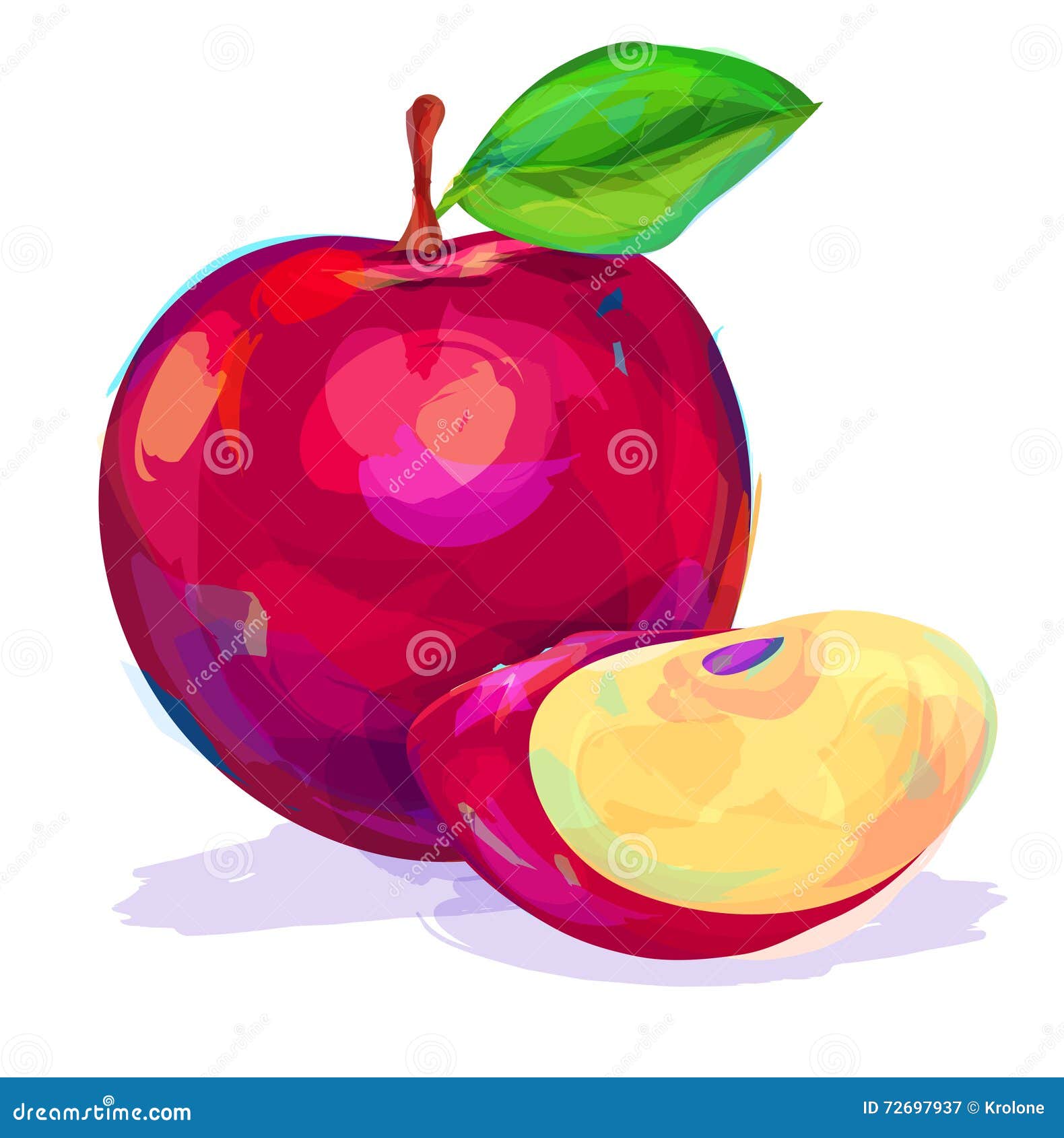 Apple Hand Drawn on a White Background. Vector Stock Vector ...