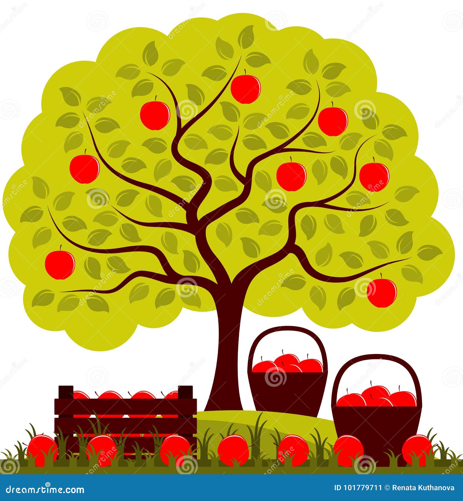 Apple harvest stock illustration. Illustration of green 101779711