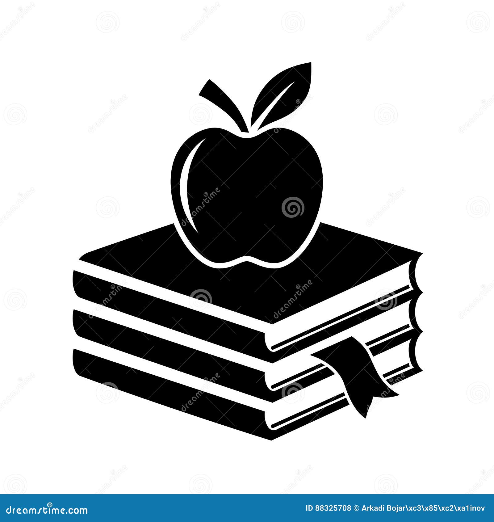 apple and heap of books education icon