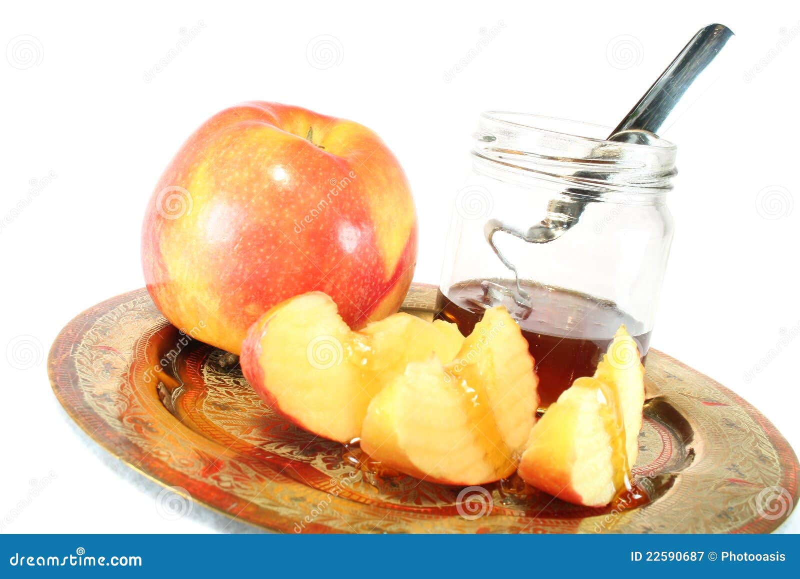 Apple with Honey jar stock image. Image of syrups, ladles 22590687