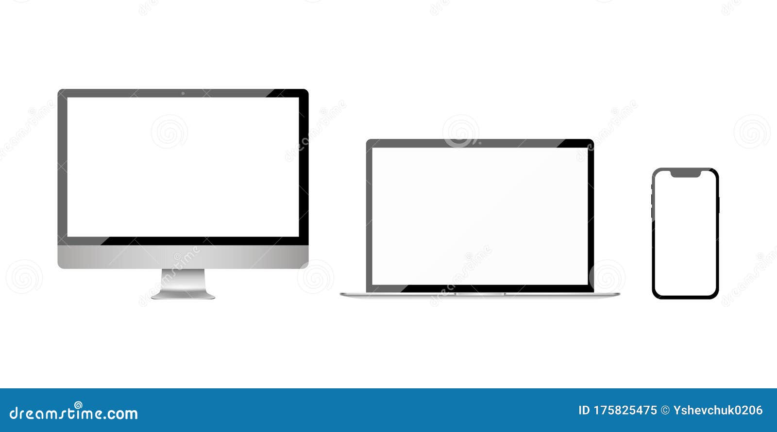 apple imac, macbook and iphone. realistic modern monitor, computer, laptop, smart phone. device mockup. electronics industry.