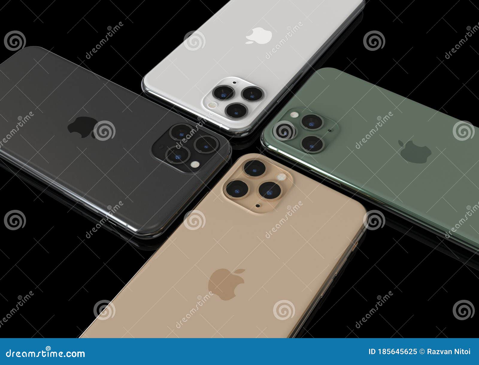 Apple Iphone 11 Pro全色 背面朝上编辑类图片 图片包括有蜂窝电话 现代 灰色