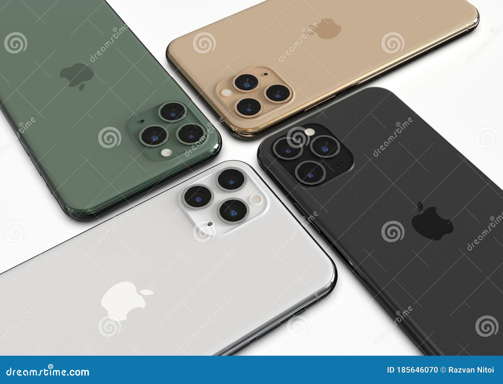 Apple Iphone 11 Pro All Colours Back Side Up On White Editorial Image Image Of Leaked Apple