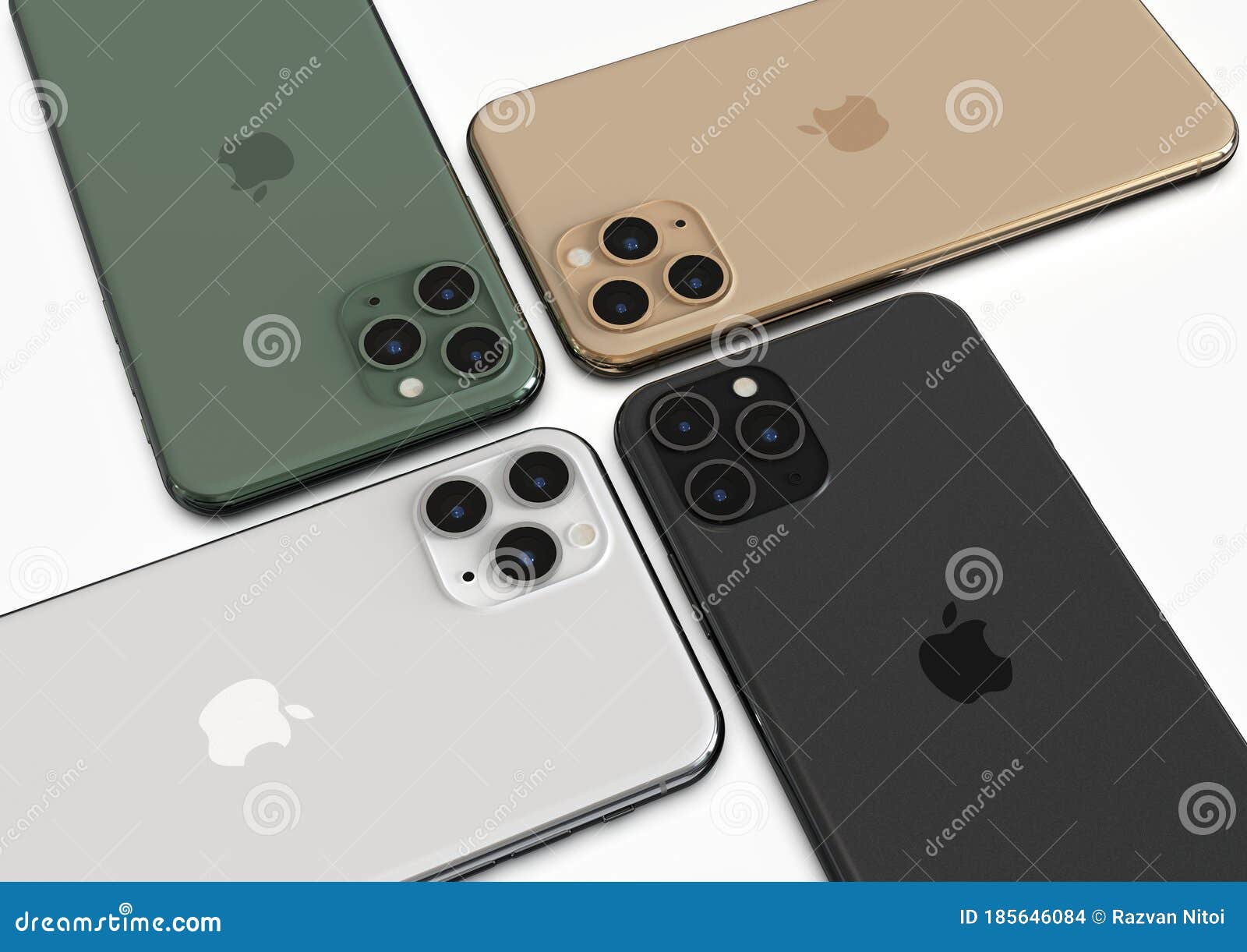 Apple Iphone 11 Pro All Colours Back Side Up On White Editorial Stock Image Image Of Lens Flash